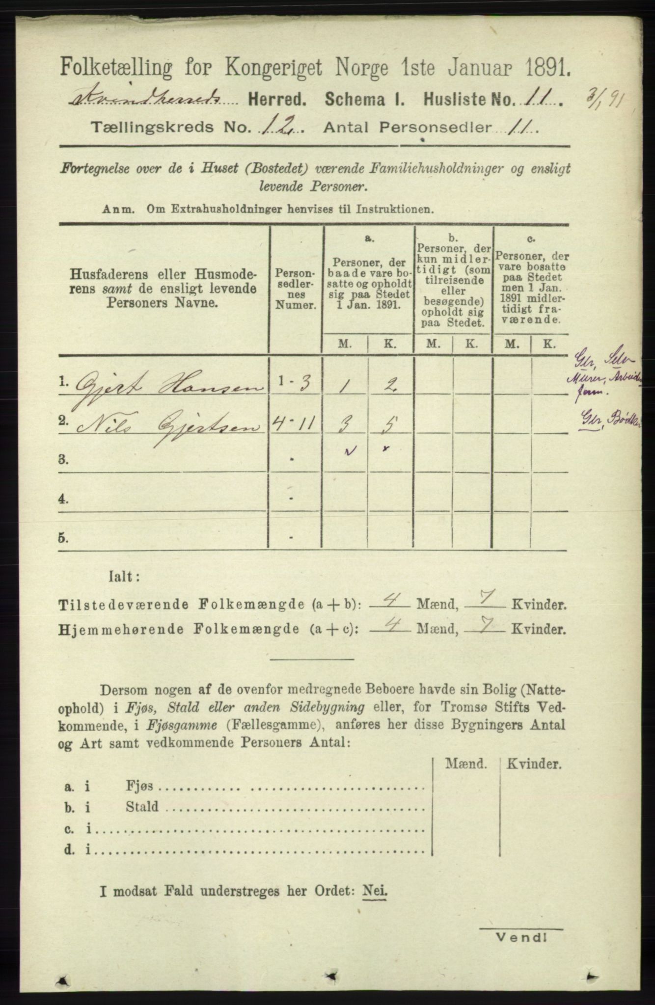 RA, 1891 census for 1224 Kvinnherad, 1891, p. 3930