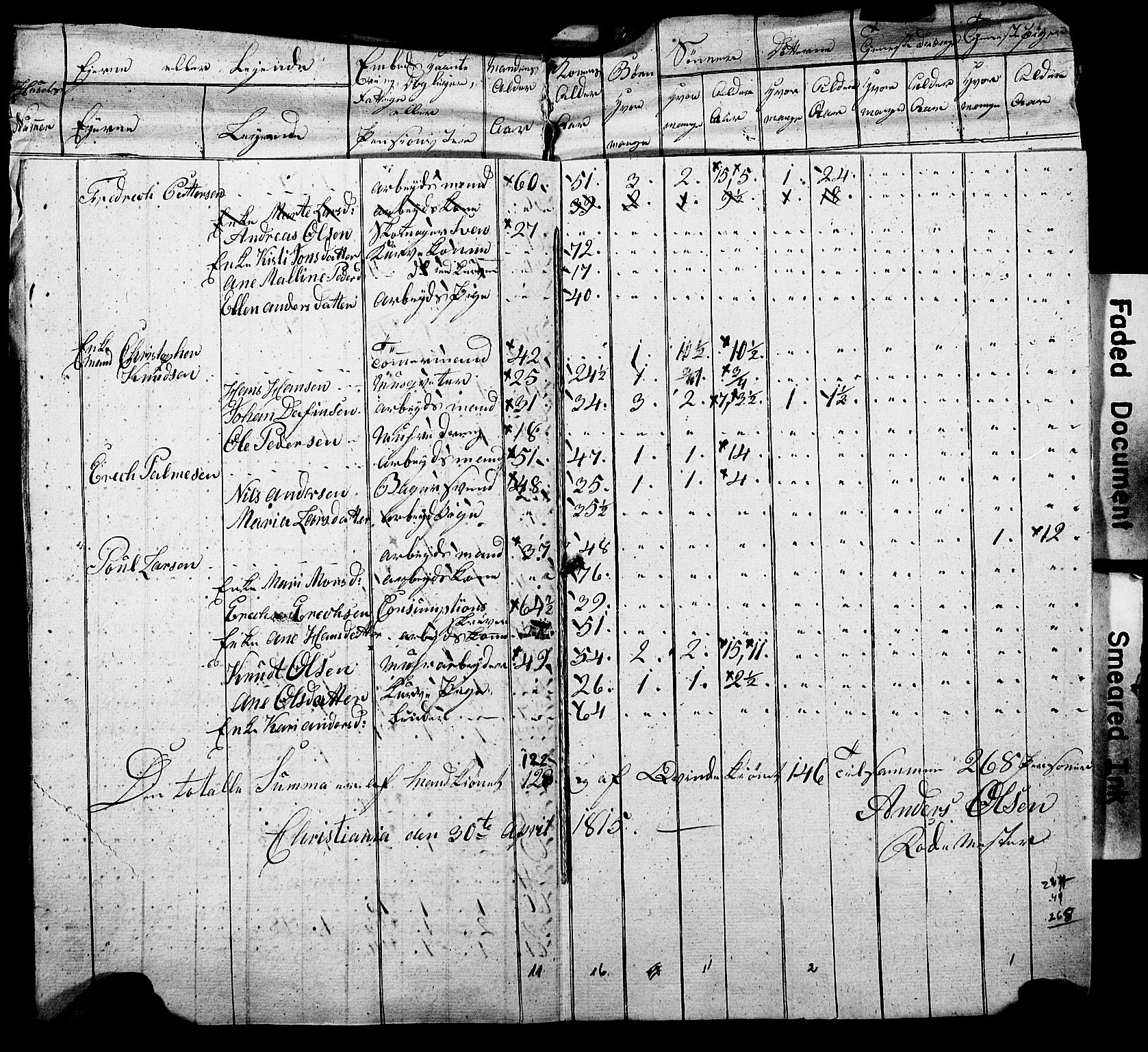 SAO, Census 1815 for Kristiania, 1815, p. 217