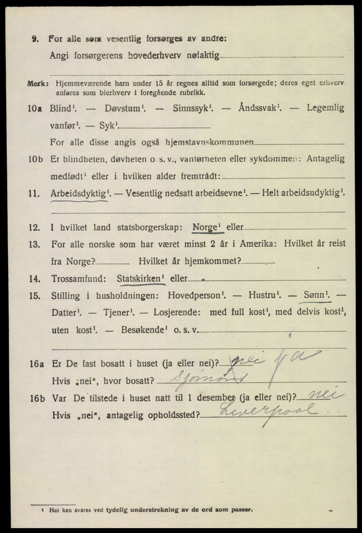 SAK, 1920 census for Dypvåg, 1920, p. 4110