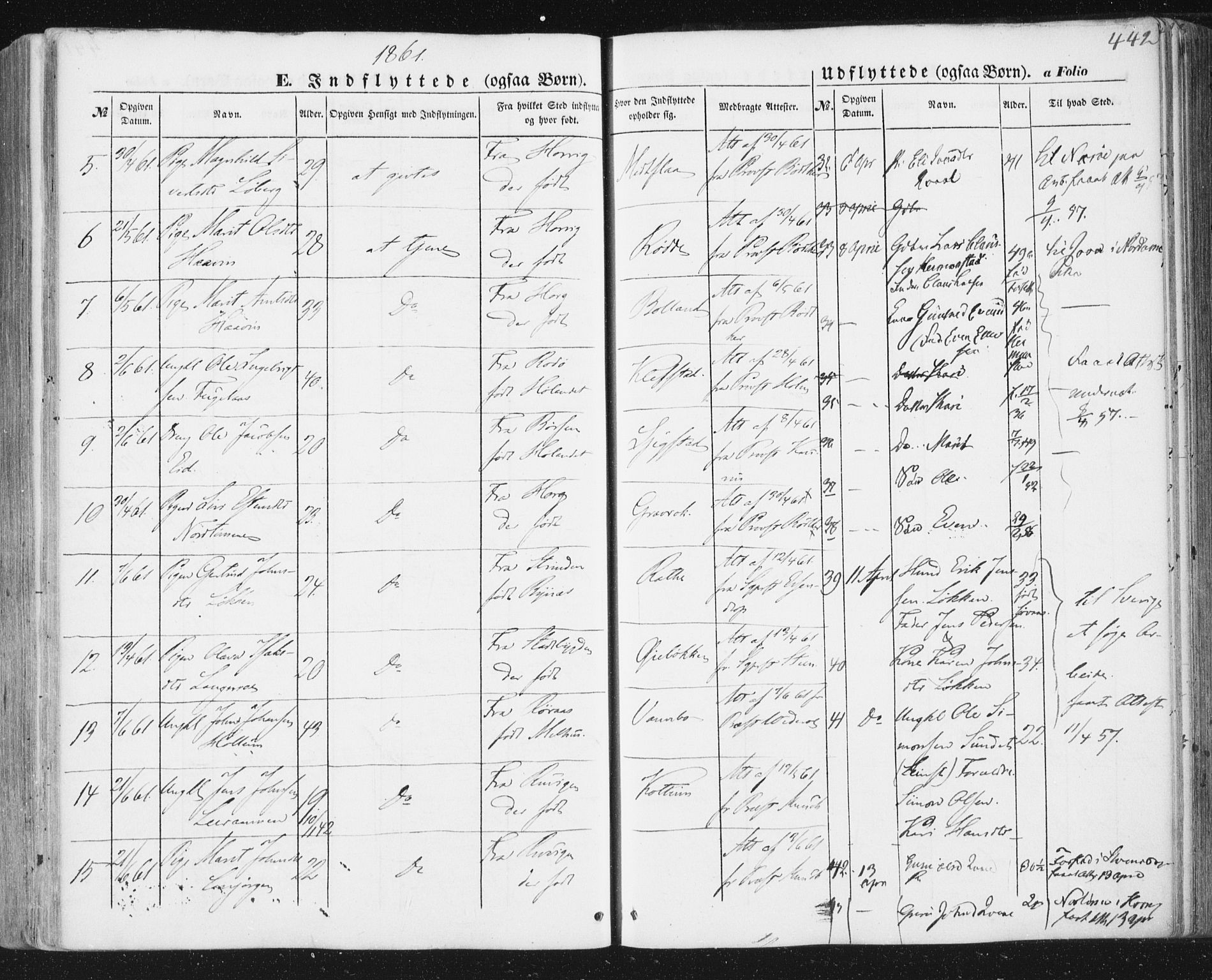 Ministerialprotokoller, klokkerbøker og fødselsregistre - Sør-Trøndelag, SAT/A-1456/691/L1076: Parish register (official) no. 691A08, 1852-1861, p. 442