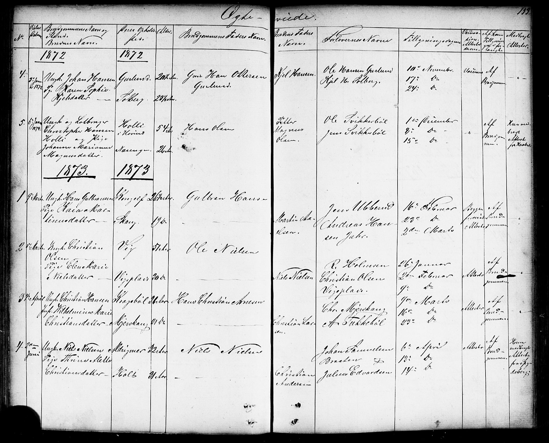 Enebakk prestekontor Kirkebøker, SAO/A-10171c/G/Gb/L0001: Parish register (copy) no. II 1, 1859-1890, p. 153