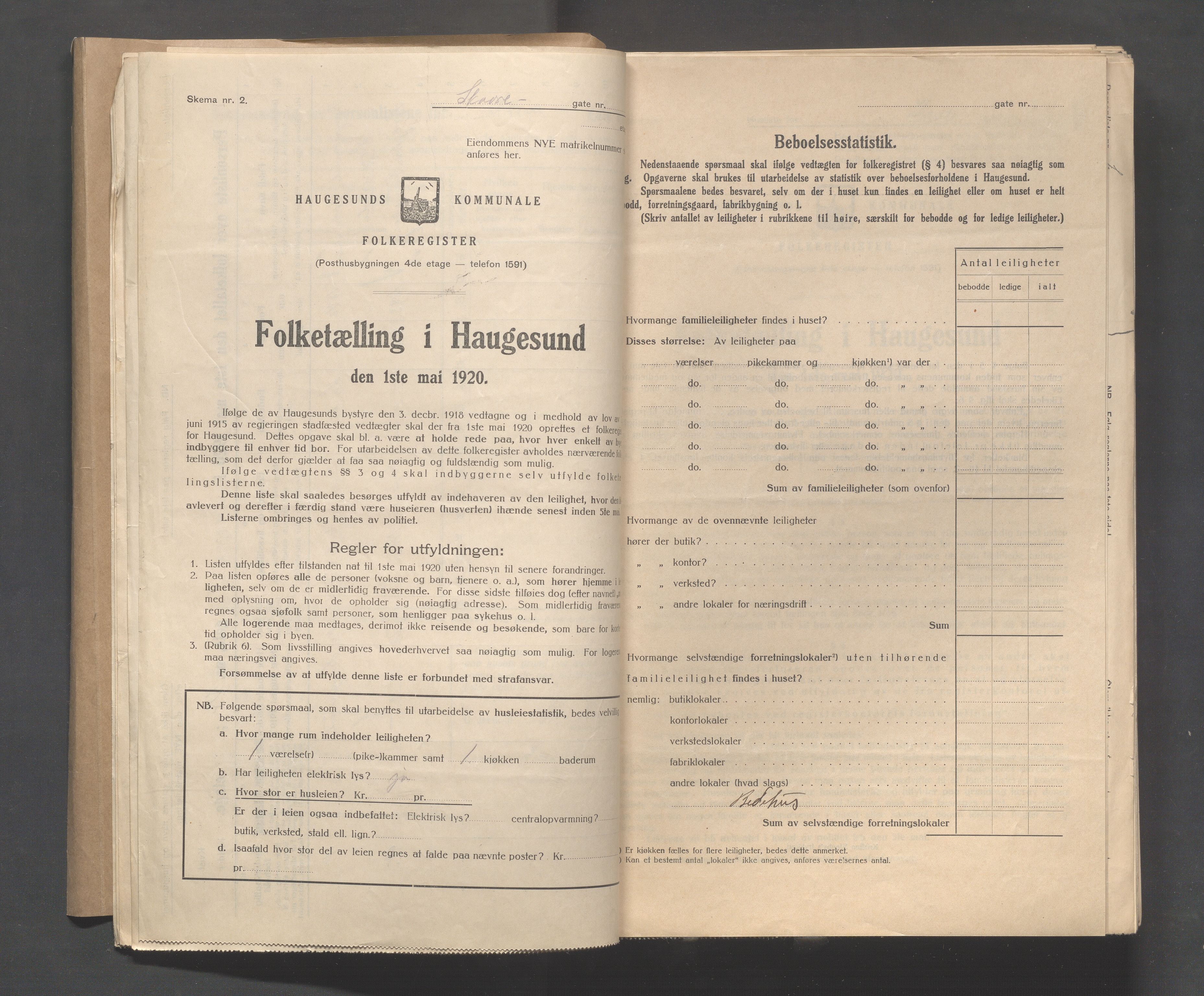 IKAR, Local census 1.5.1920 for Haugesund, 1920, p. 3436