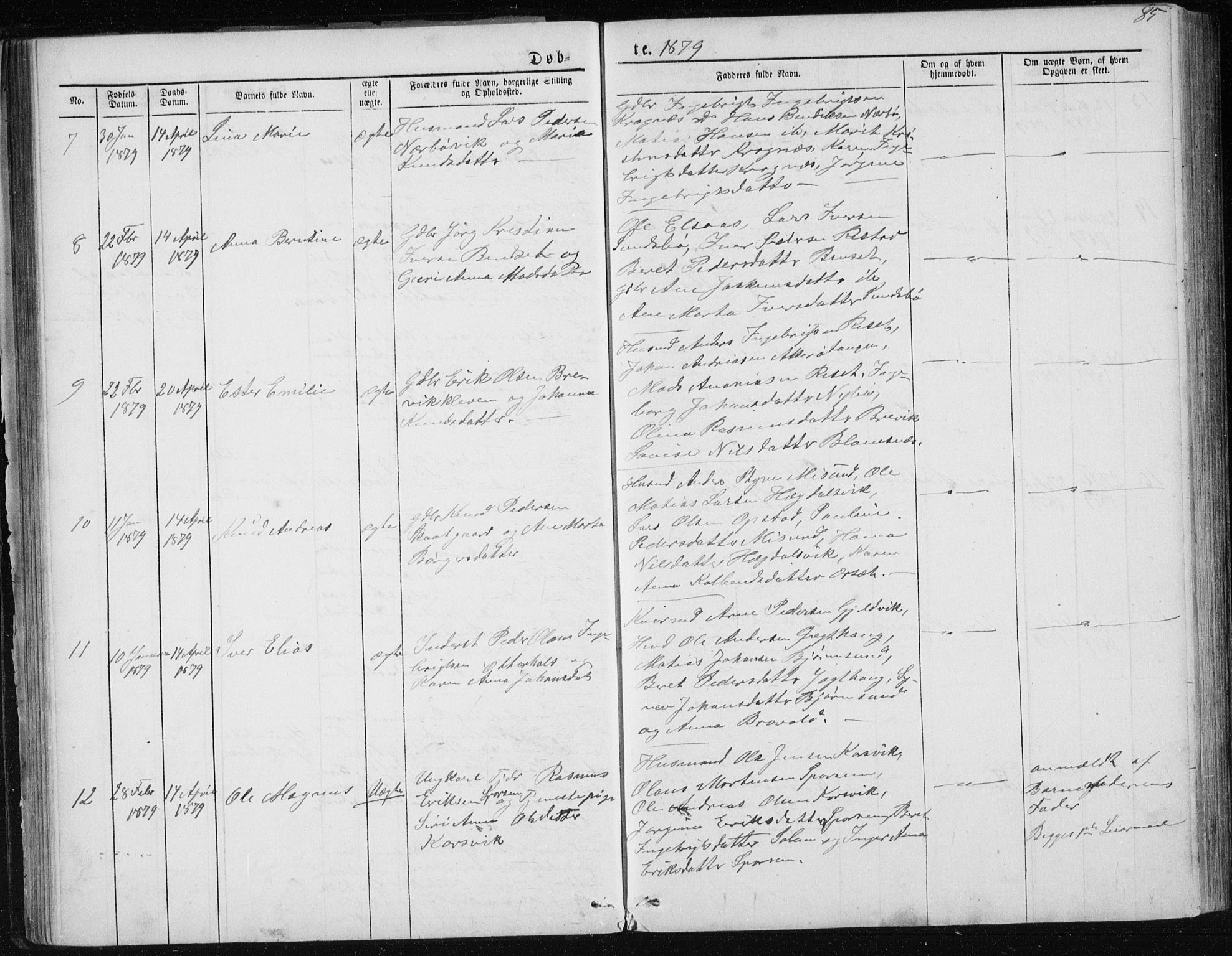 Ministerialprotokoller, klokkerbøker og fødselsregistre - Møre og Romsdal, AV/SAT-A-1454/560/L0724: Parish register (copy) no. 560C01, 1867-1892, p. 85