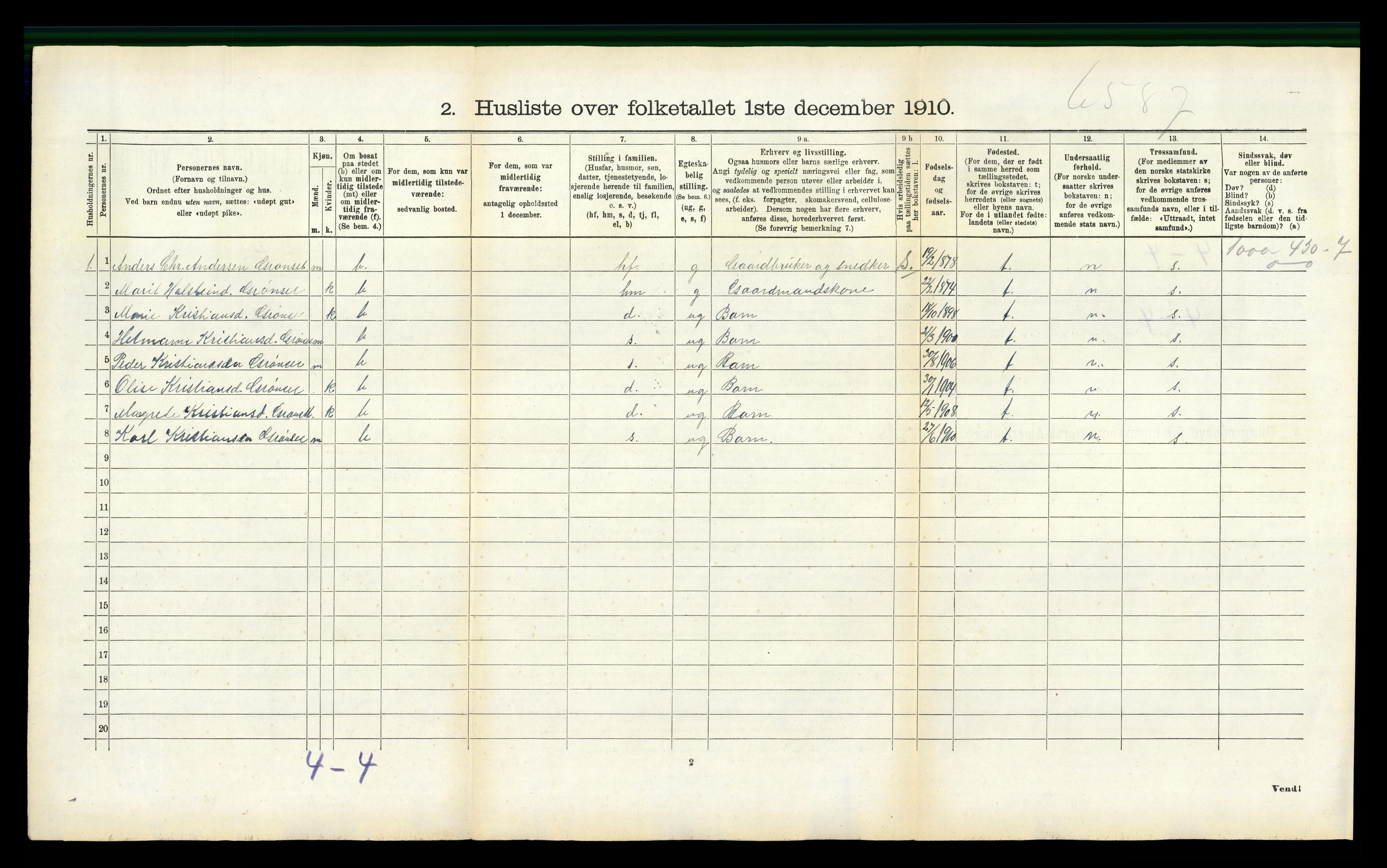 RA, 1910 census for Gjemnes, 1910, p. 186