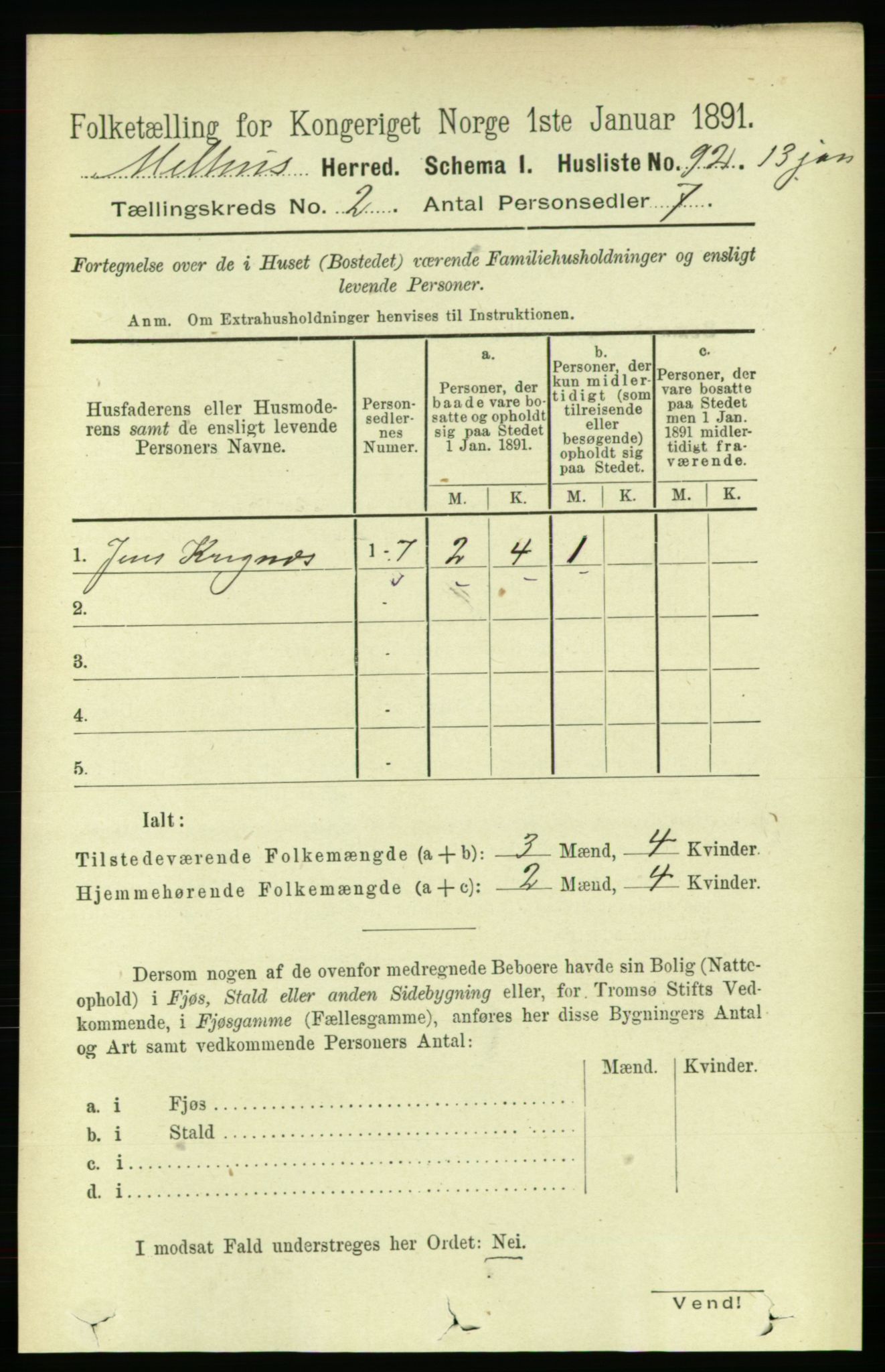 RA, 1891 census for 1653 Melhus, 1891, p. 729