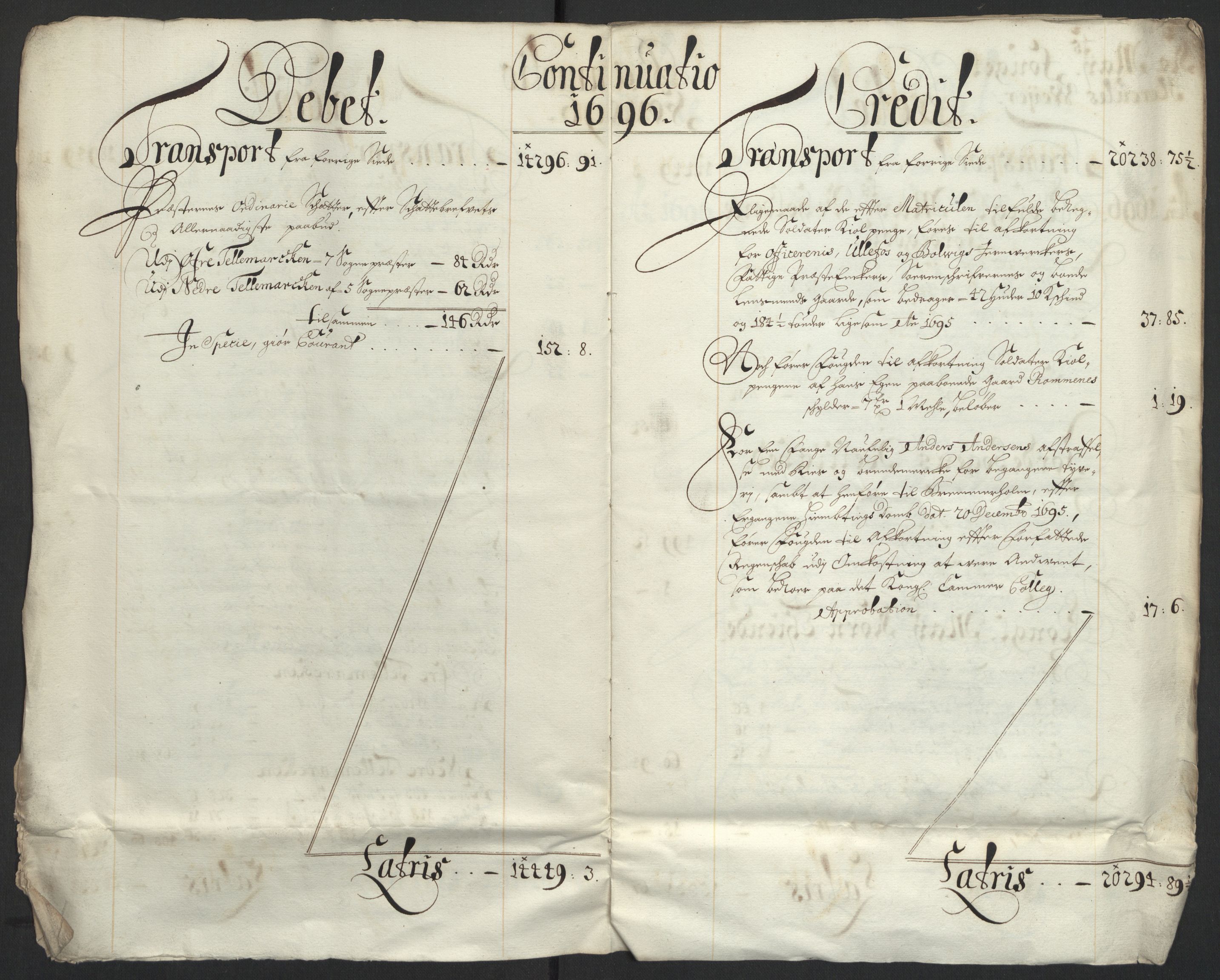 Rentekammeret inntil 1814, Reviderte regnskaper, Fogderegnskap, AV/RA-EA-4092/R36/L2094: Fogderegnskap Øvre og Nedre Telemark og Bamble, 1696, p. 25