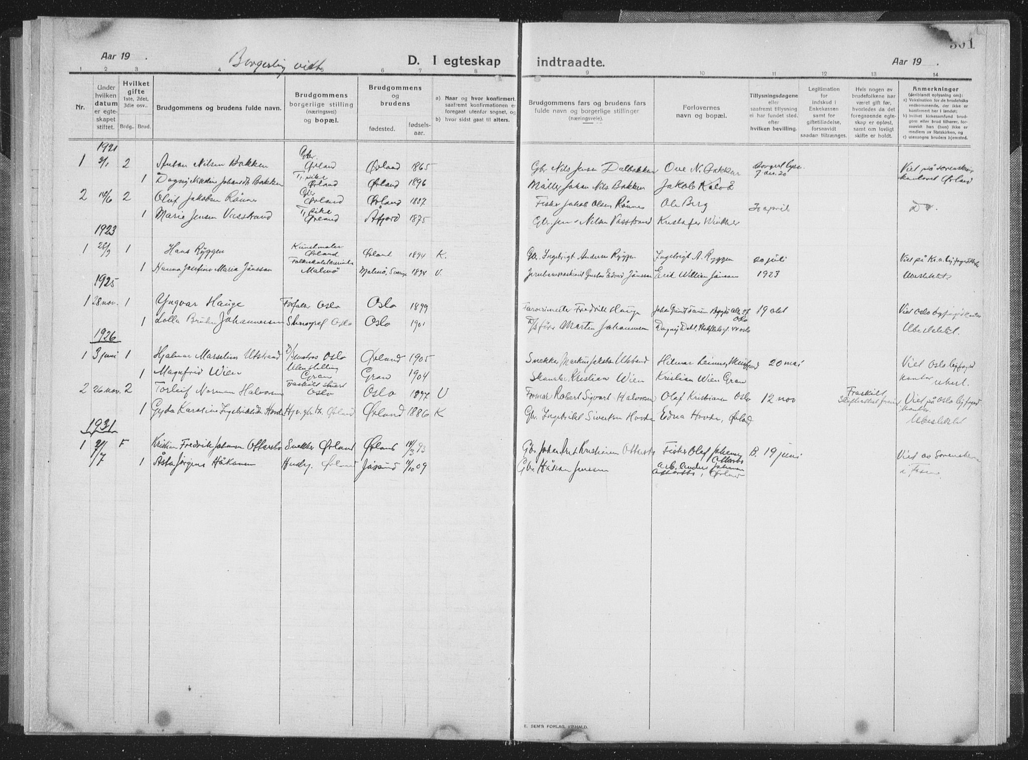 Ministerialprotokoller, klokkerbøker og fødselsregistre - Sør-Trøndelag, SAT/A-1456/659/L0747: Parish register (copy) no. 659C04, 1913-1938, p. 301