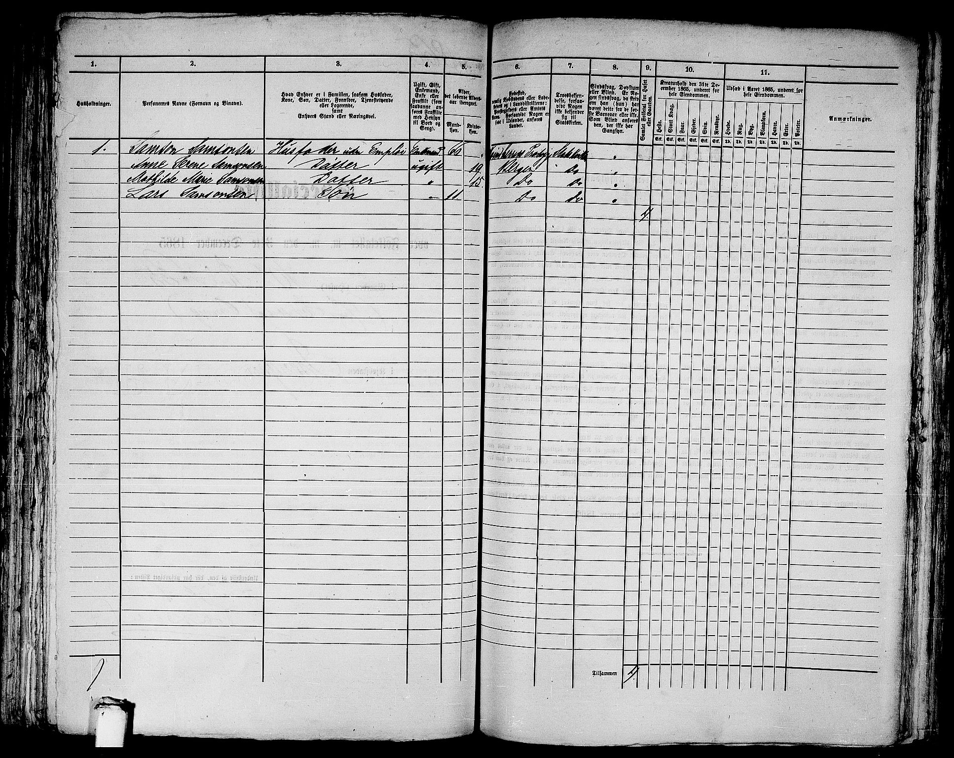 RA, 1865 census for Bergen, 1865, p. 1792