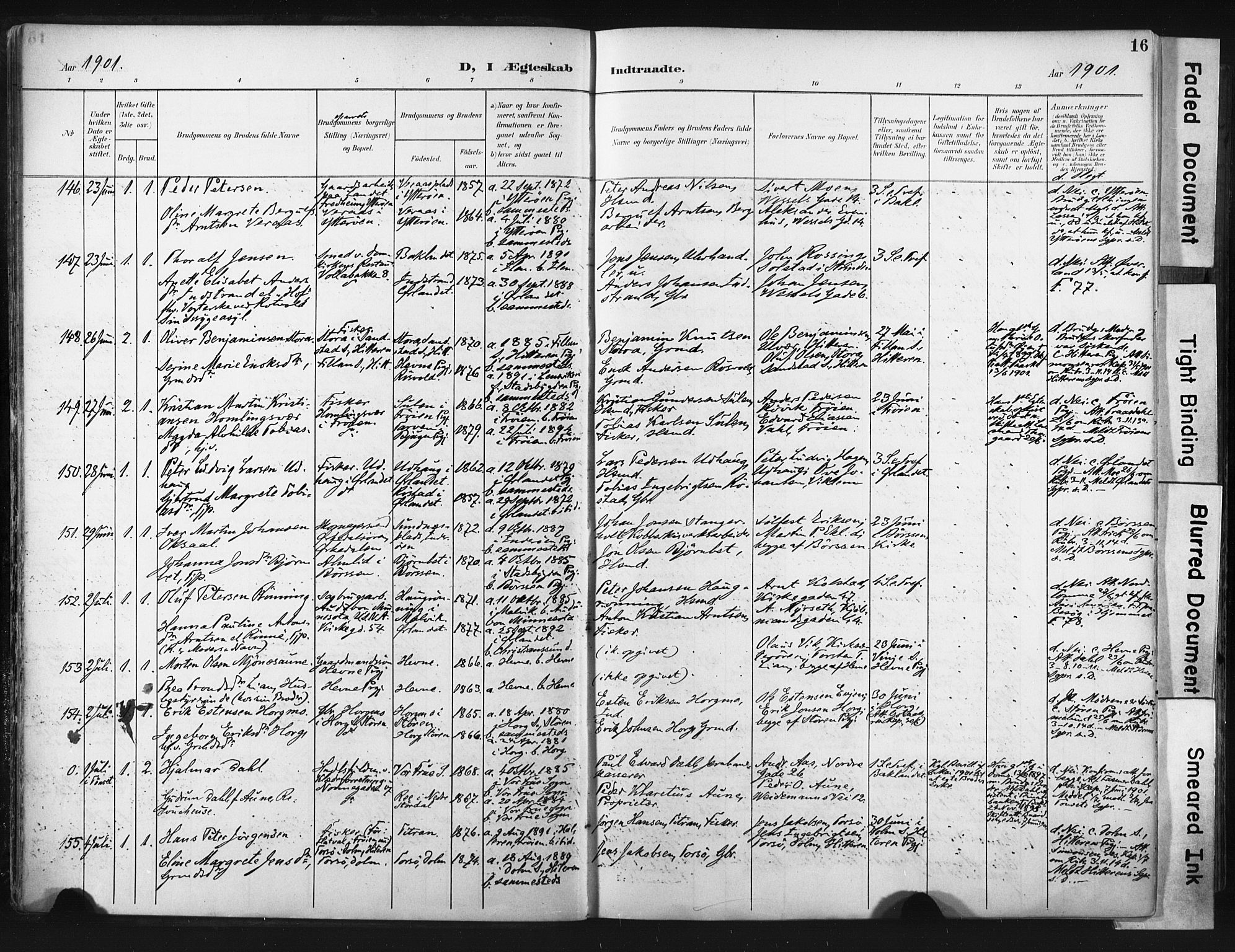 Ministerialprotokoller, klokkerbøker og fødselsregistre - Sør-Trøndelag, SAT/A-1456/604/L0201: Parish register (official) no. 604A21, 1901-1911, p. 16