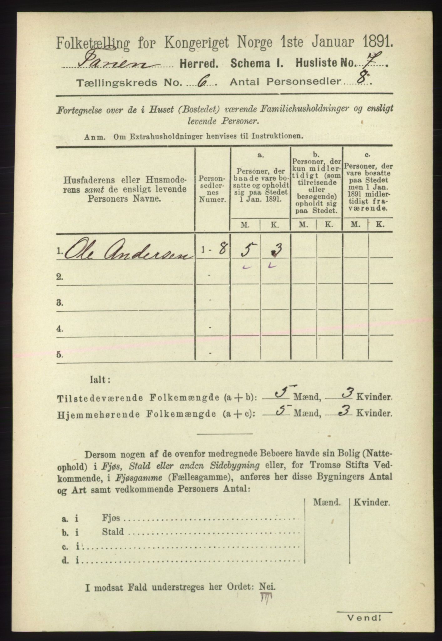 RA, 1891 census for 2025 Tana, 1891, p. 2754