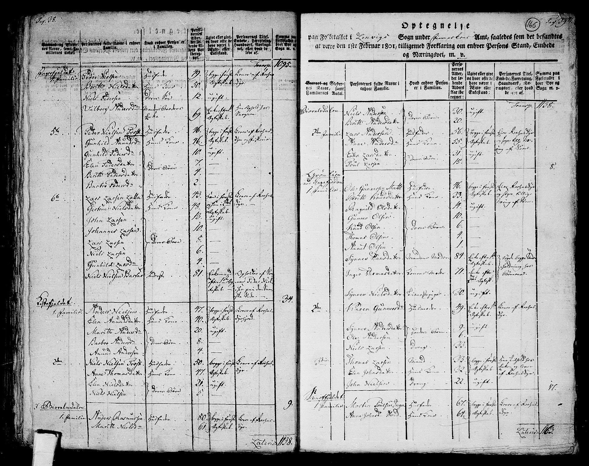 RA, 1801 census for 1931P Lenvik, 1801, p. 164b-165a