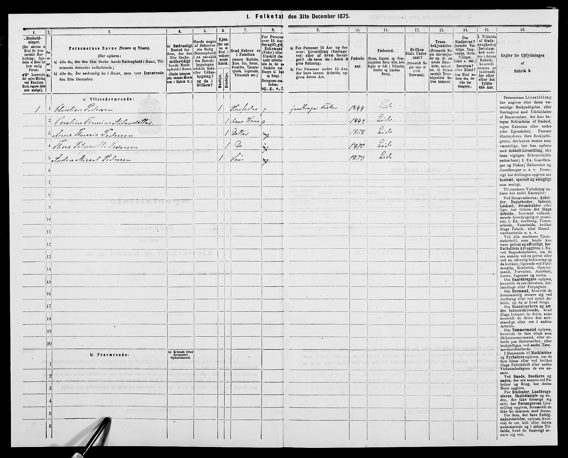 SAK, 1875 census for 0924P Homedal, 1875, p. 131