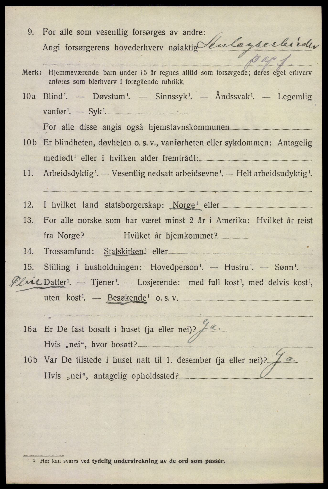SAKO, 1920 census for Solum, 1920, p. 4409