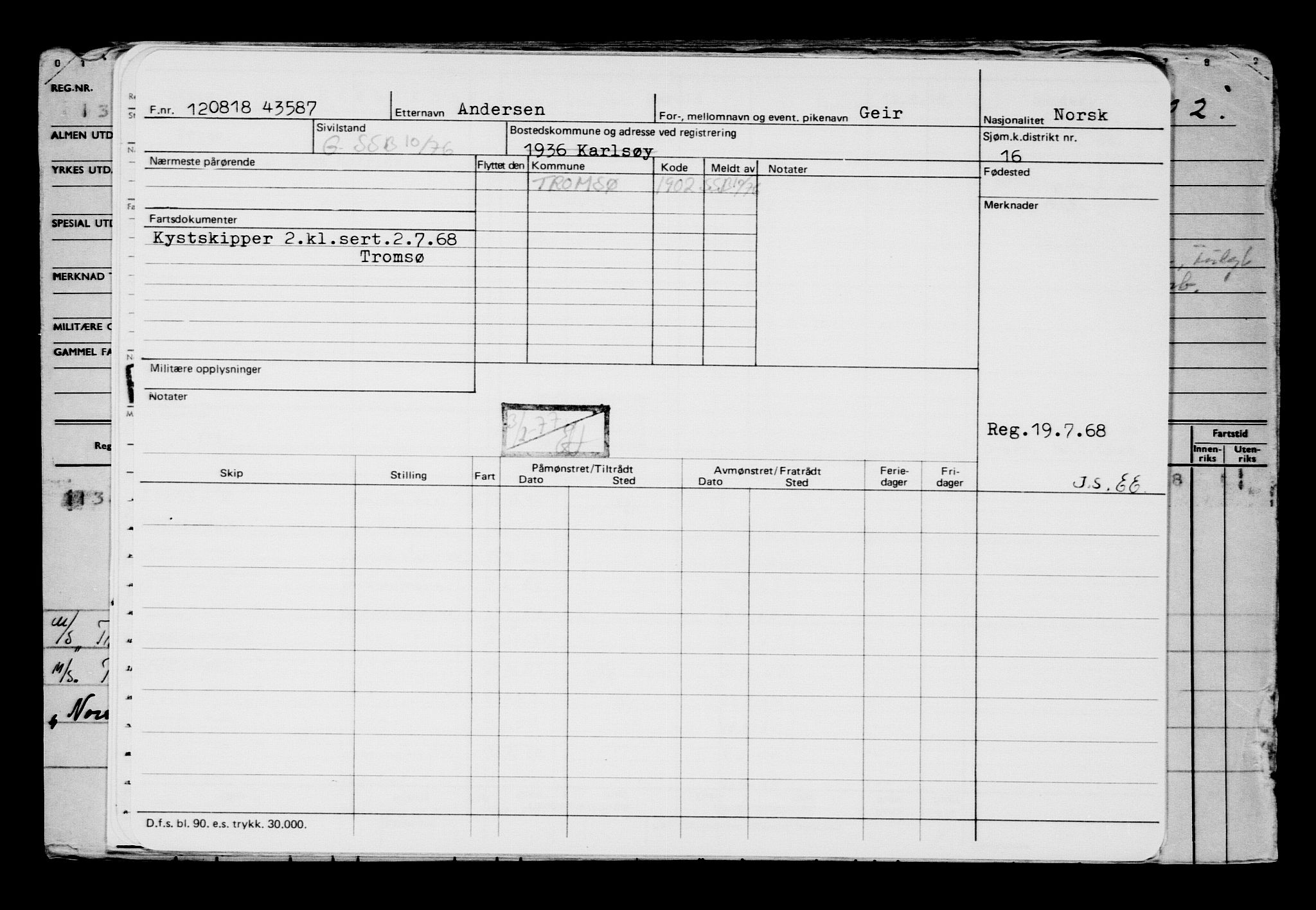 Direktoratet for sjømenn, AV/RA-S-3545/G/Gb/L0161: Hovedkort, 1918, p. 243