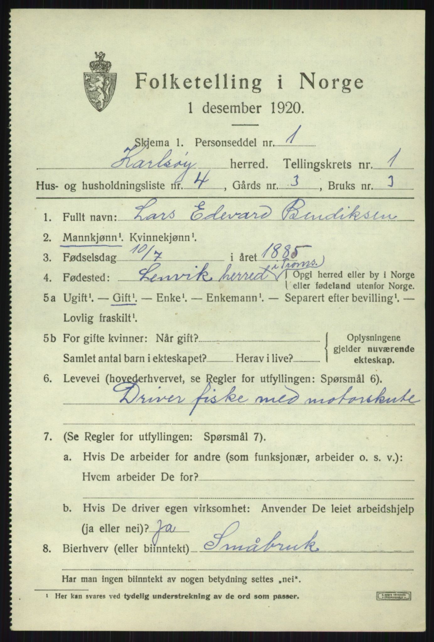 SATØ, 1920 census for Karlsøy, 1920, p. 780