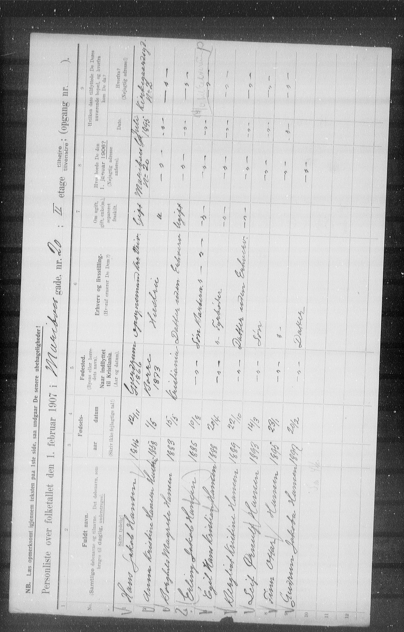 OBA, Municipal Census 1907 for Kristiania, 1907, p. 30893