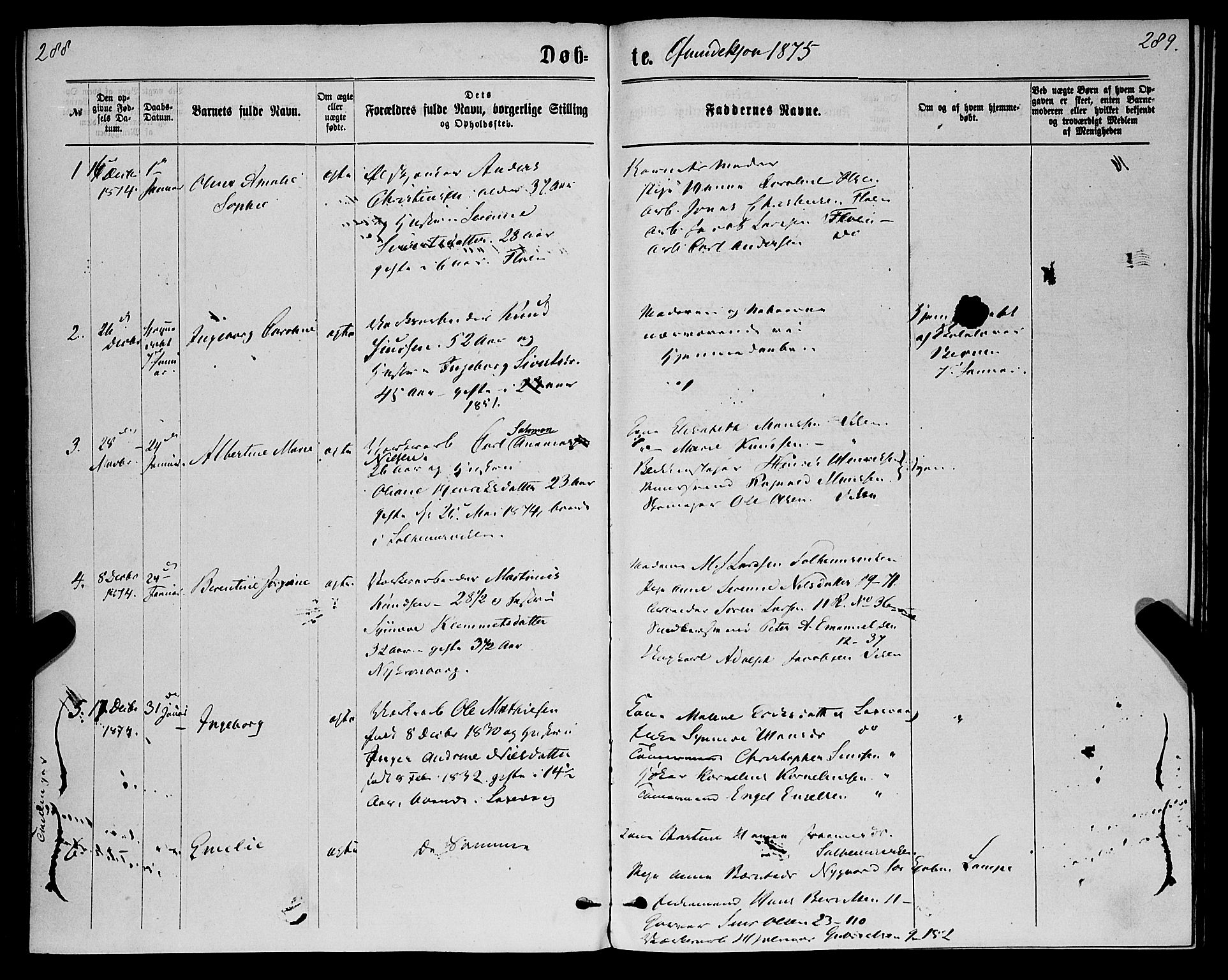 St. Jørgens hospital og Årstad sokneprestembete, SAB/A-99934: Parish register (official) no. A 6, 1870-1878, p. 288-289