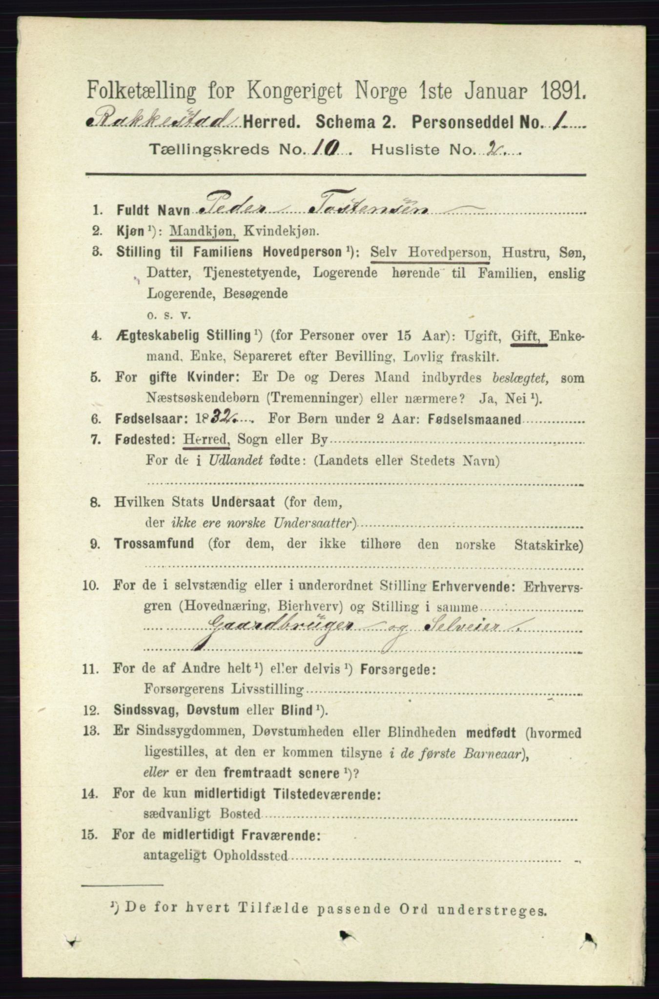 RA, 1891 census for 0128 Rakkestad, 1891, p. 4447