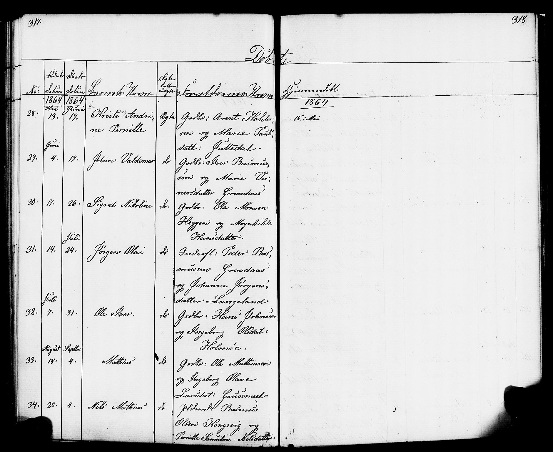 Hornindal sokneprestembete, AV/SAB-A-82401/H/Haa/Haaa/L0001: Parish register (official) no. A 1, 1837-1866, p. 318-319