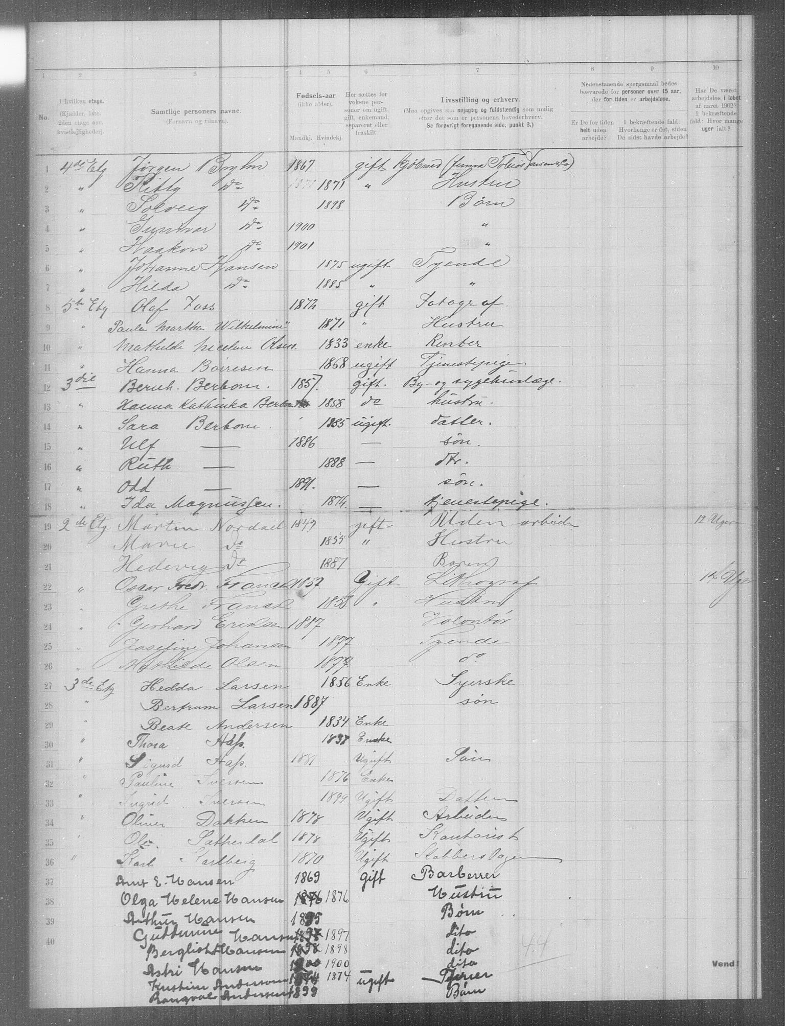 OBA, Municipal Census 1902 for Kristiania, 1902, p. 6014