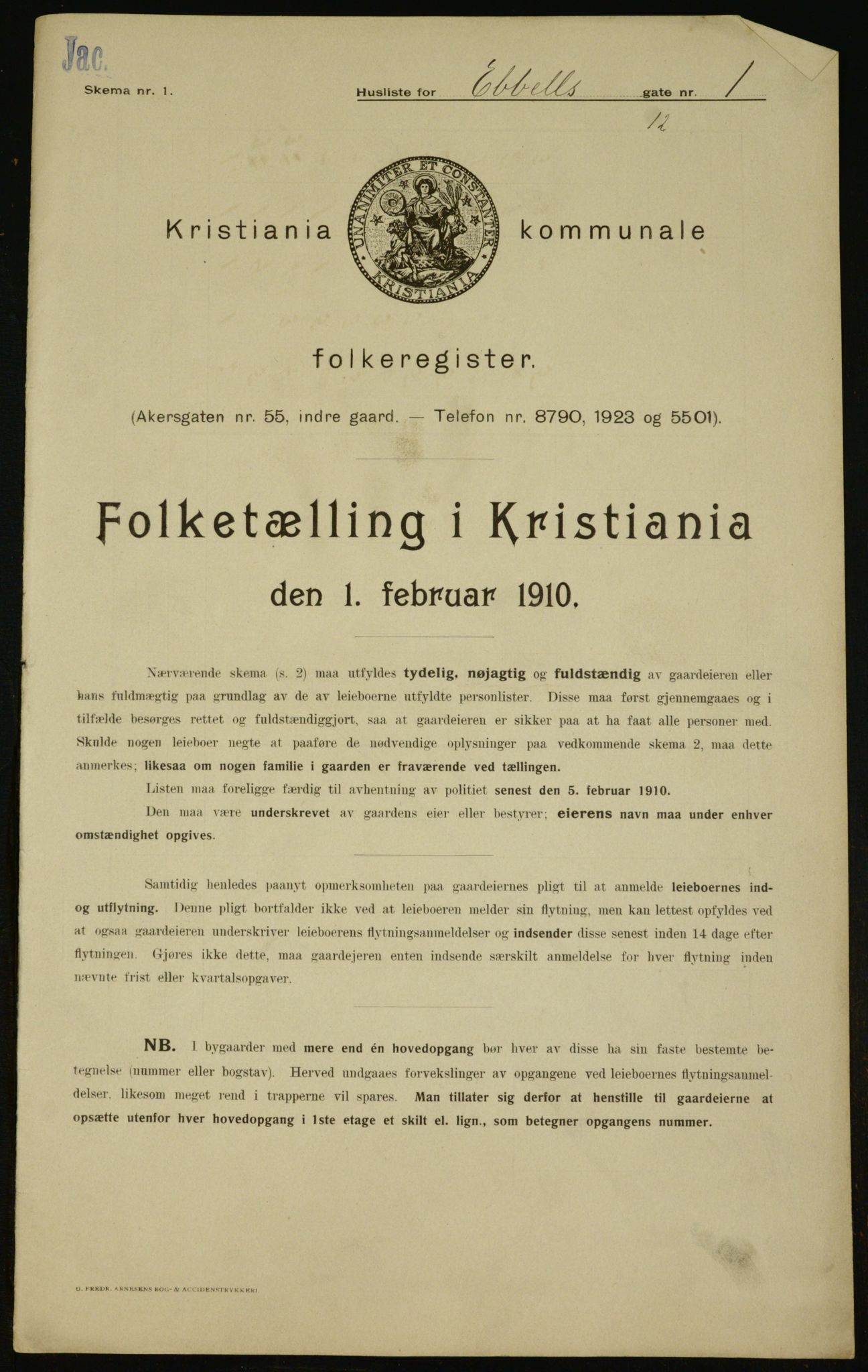 OBA, Municipal Census 1910 for Kristiania, 1910, p. 17112