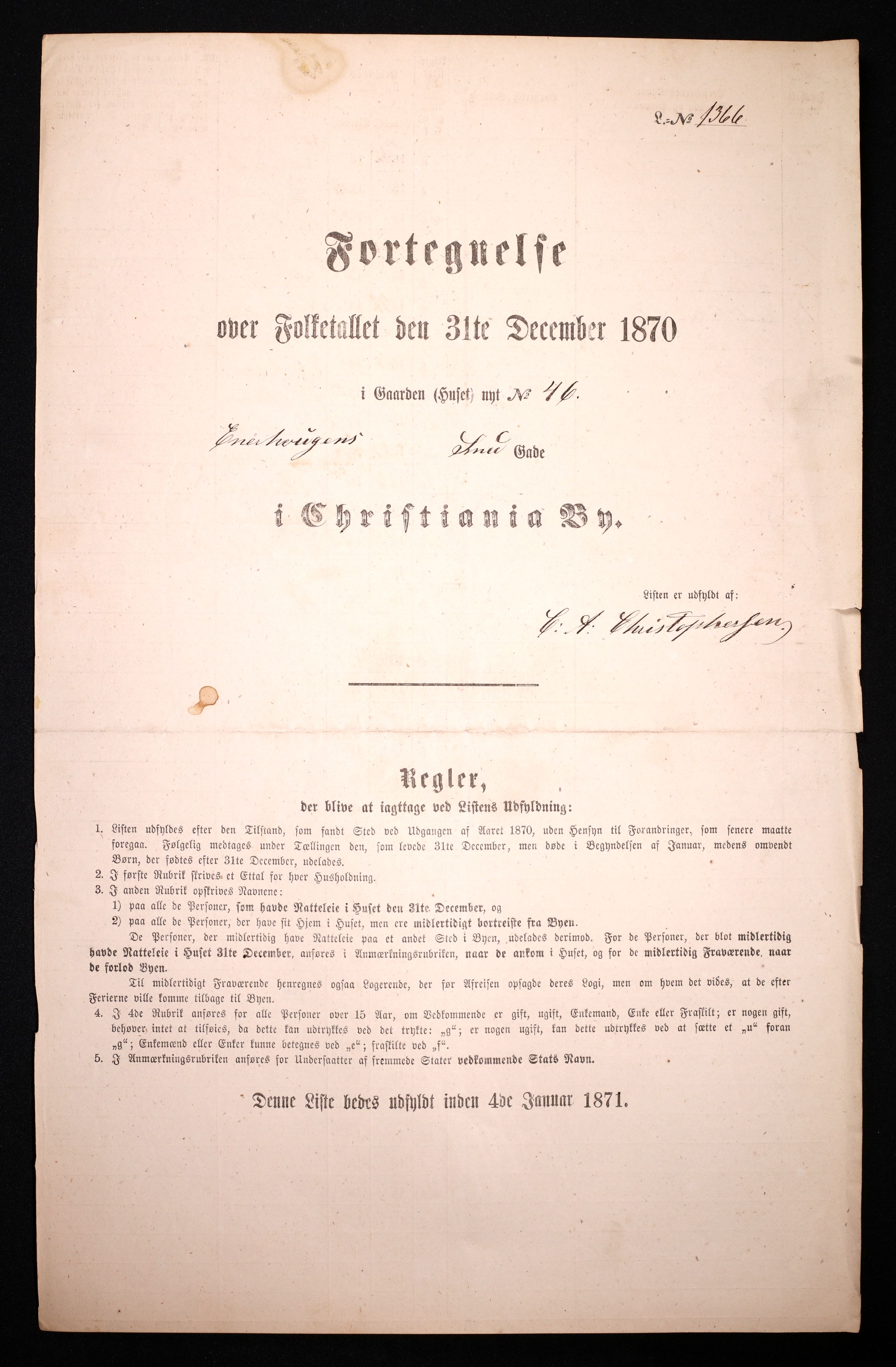 RA, 1870 census for 0301 Kristiania, 1870, p. 3557