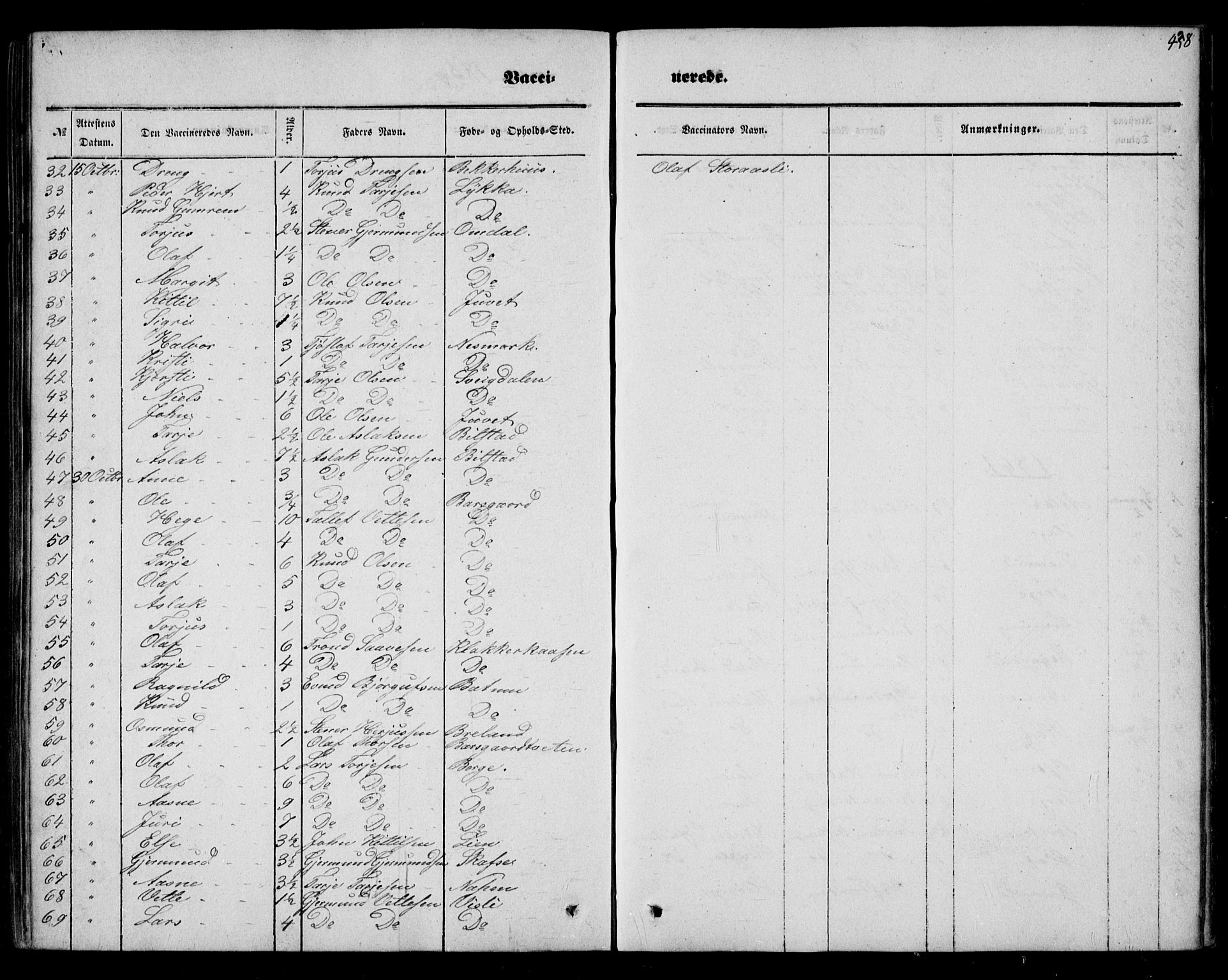 Mo kirkebøker, AV/SAKO-A-286/F/Fa/L0005: Parish register (official) no. I 5, 1844-1864, p. 438