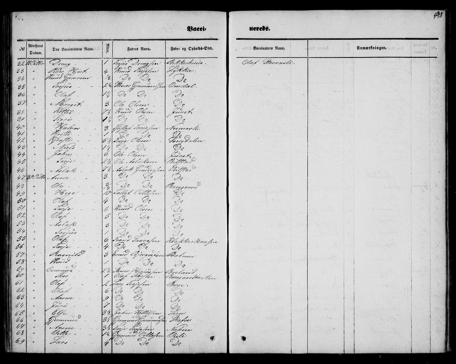 Mo kirkebøker, AV/SAKO-A-286/F/Fa/L0005: Parish register (official) no. I 5, 1844-1864, p. 438