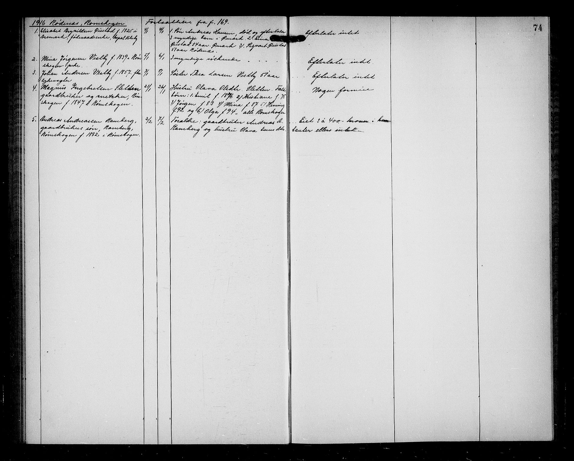 Rakkestad sorenskriveri, AV/SAO-A-10686/H/Ha/Haa/L0007: Dødsanmeldelsesprotokoller, 1902-1916, p. 74