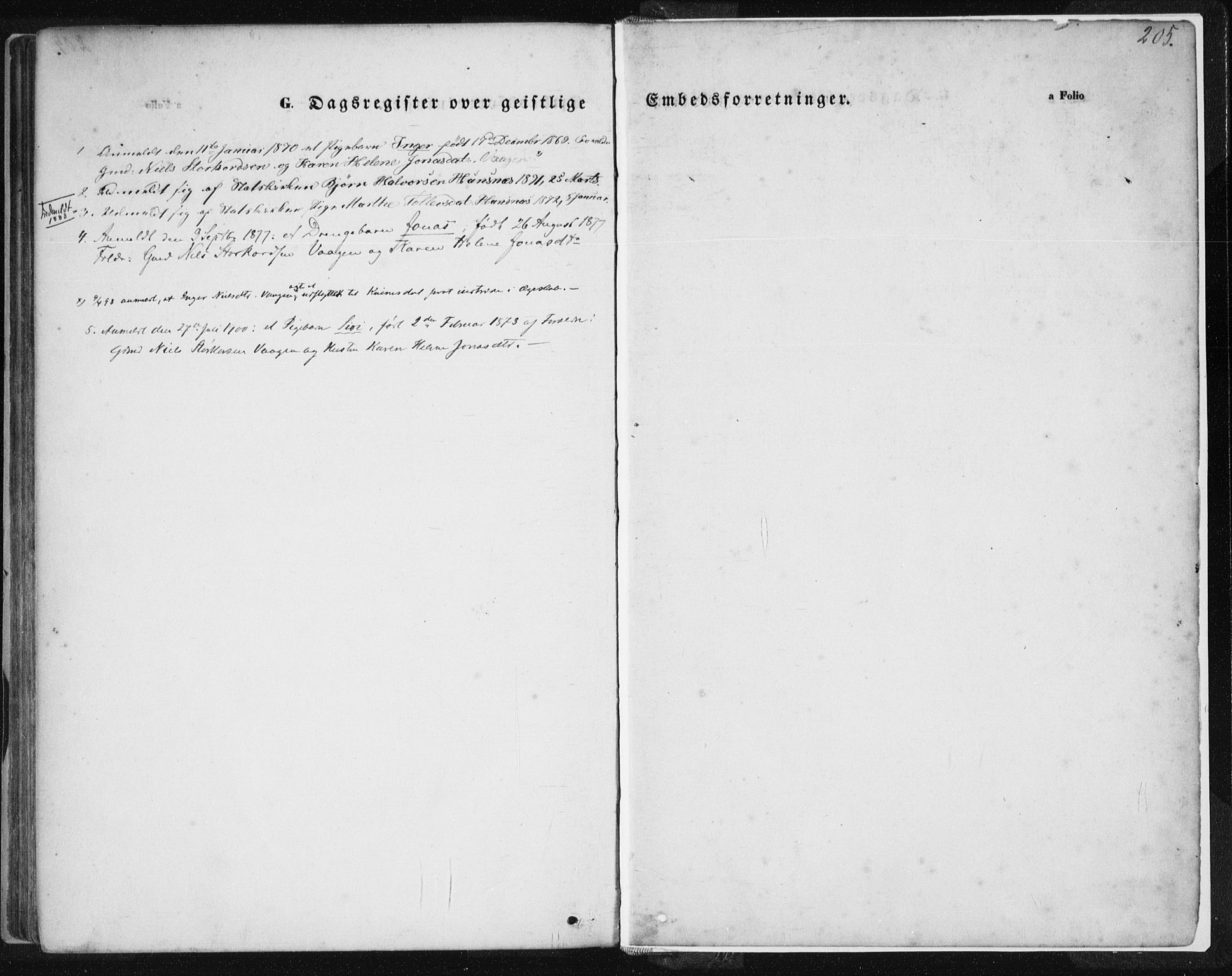 Tysvær sokneprestkontor, SAST/A -101864/H/Ha/Haa/L0005: Parish register (official) no. A 5, 1865-1878, p. 205