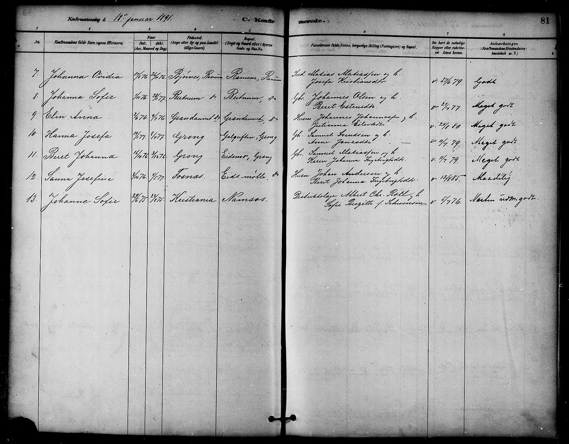 Ministerialprotokoller, klokkerbøker og fødselsregistre - Nord-Trøndelag, SAT/A-1458/764/L0555: Parish register (official) no. 764A10, 1881-1896, p. 81