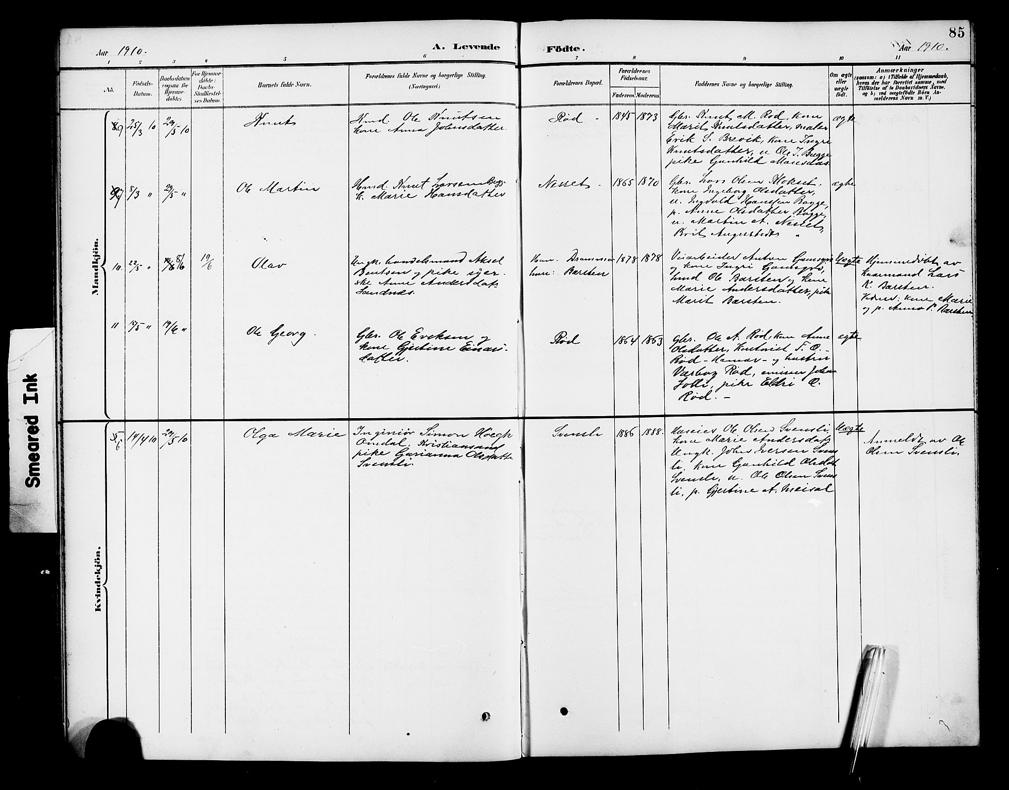 Ministerialprotokoller, klokkerbøker og fødselsregistre - Møre og Romsdal, AV/SAT-A-1454/551/L0632: Parish register (copy) no. 551C04, 1894-1920, p. 85