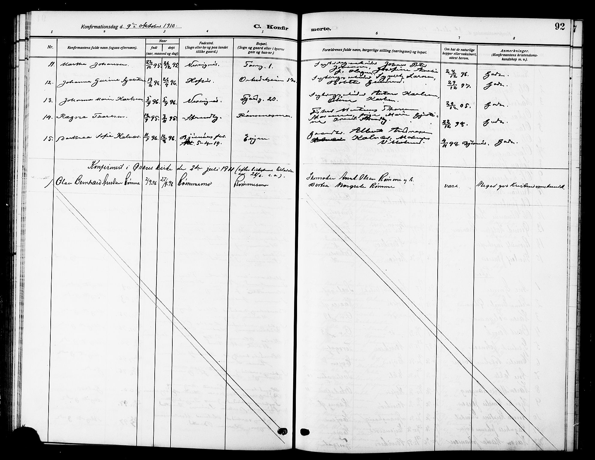 Ministerialprotokoller, klokkerbøker og fødselsregistre - Sør-Trøndelag, SAT/A-1456/669/L0831: Parish register (copy) no. 669C01, 1909-1924, p. 92