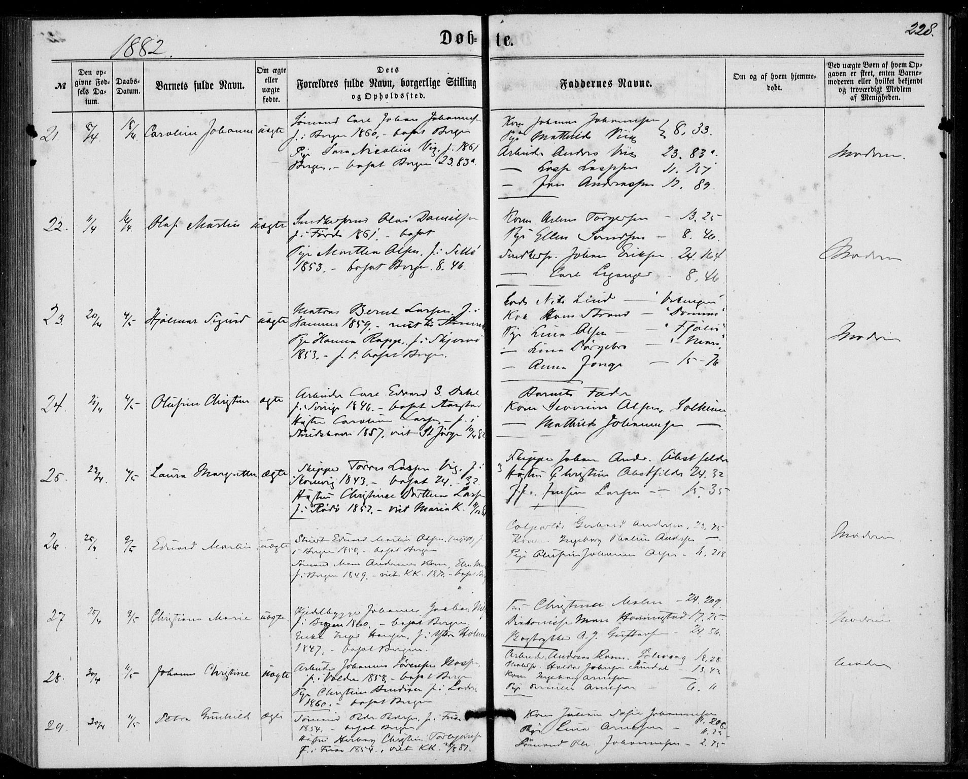 Fødselsstiftelsens sokneprestembete, ført av overlegen*, SAB/-: Parish register (official) no. A 1, 1863-1883, p. 228