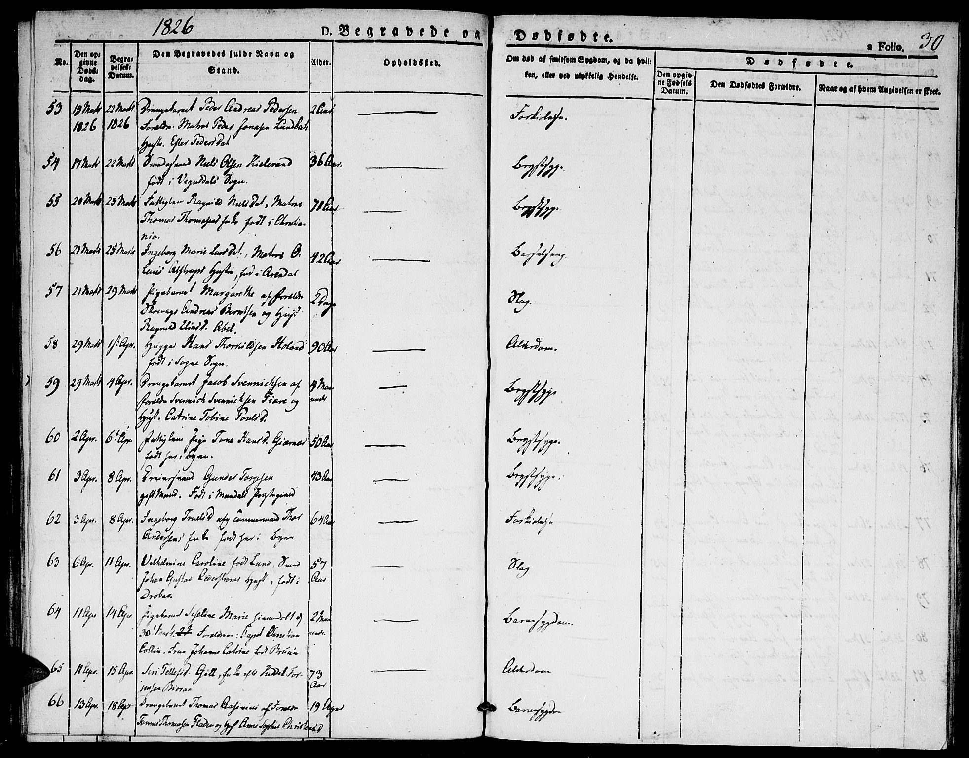 Kristiansand domprosti, SAK/1112-0006/F/Fa/L0010: Parish register (official) no. A 10, 1824-1827, p. 30