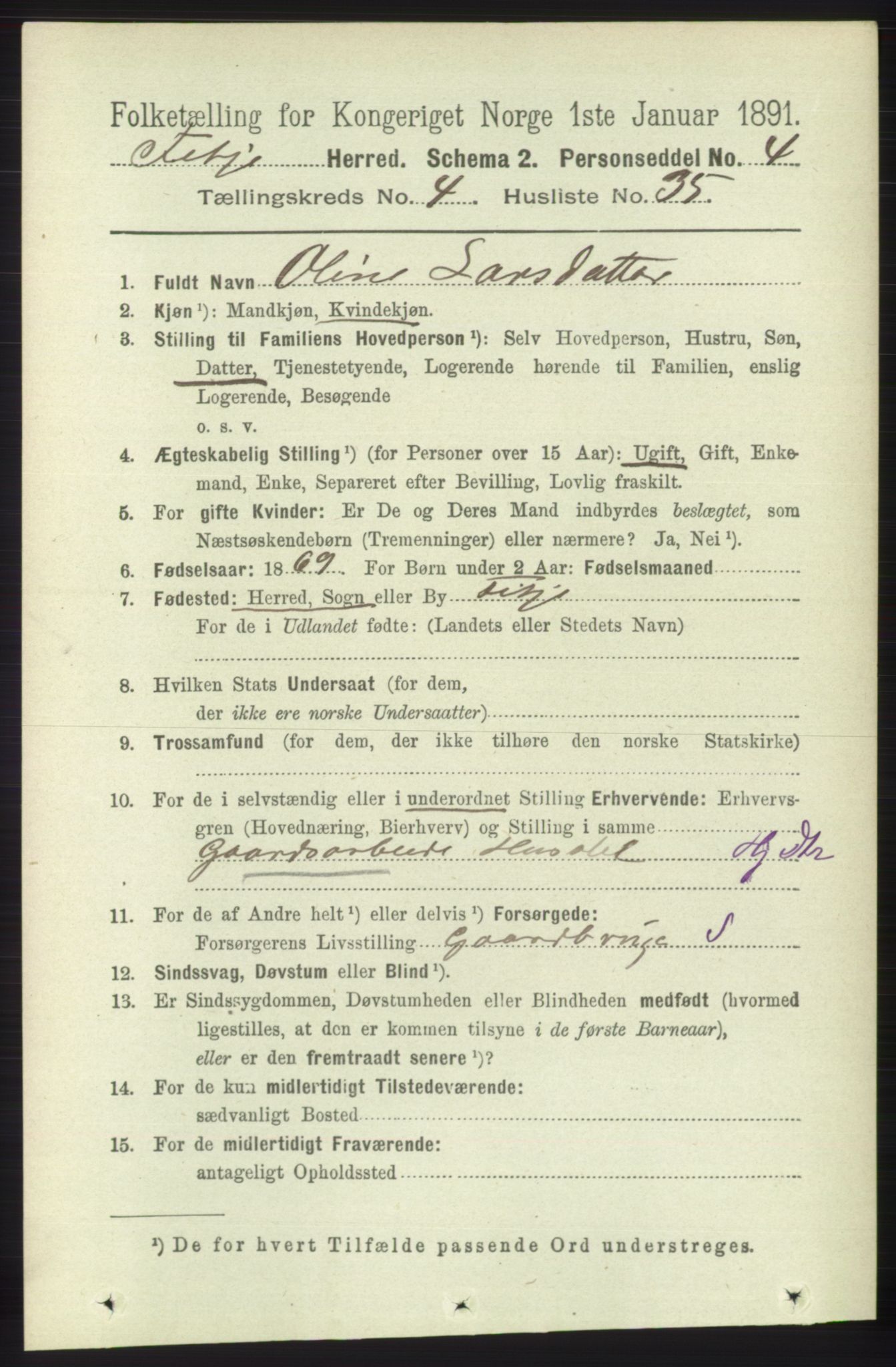 RA, 1891 census for 1222 Fitjar, 1891, p. 1534