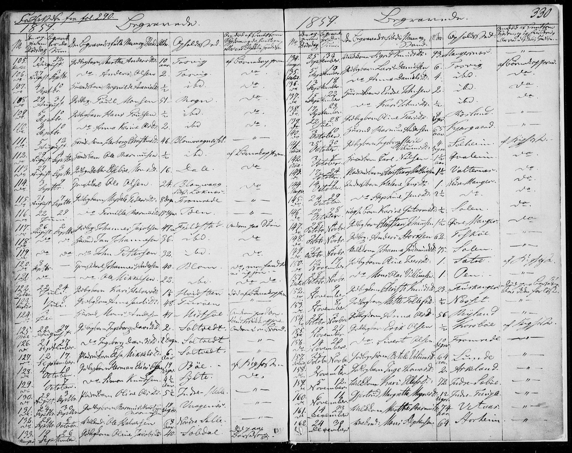 Manger sokneprestembete, AV/SAB-A-76801/H/Haa: Parish register (official) no. A 6, 1849-1859, p. 330