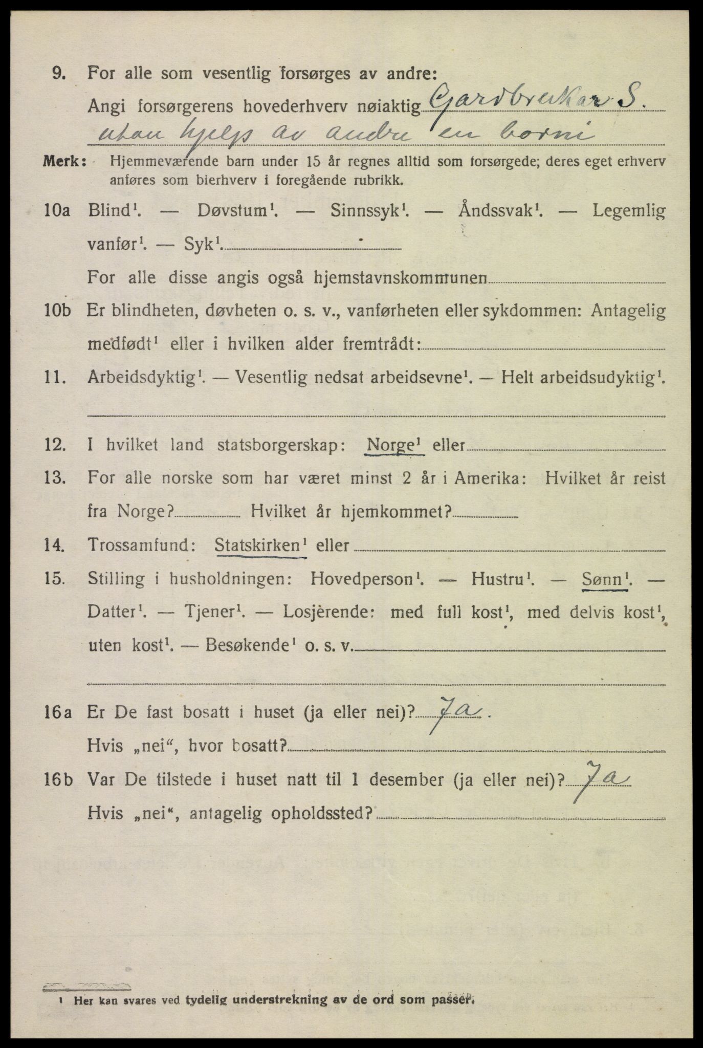 SAK, 1920 census for Grindheim, 1920, p. 1416