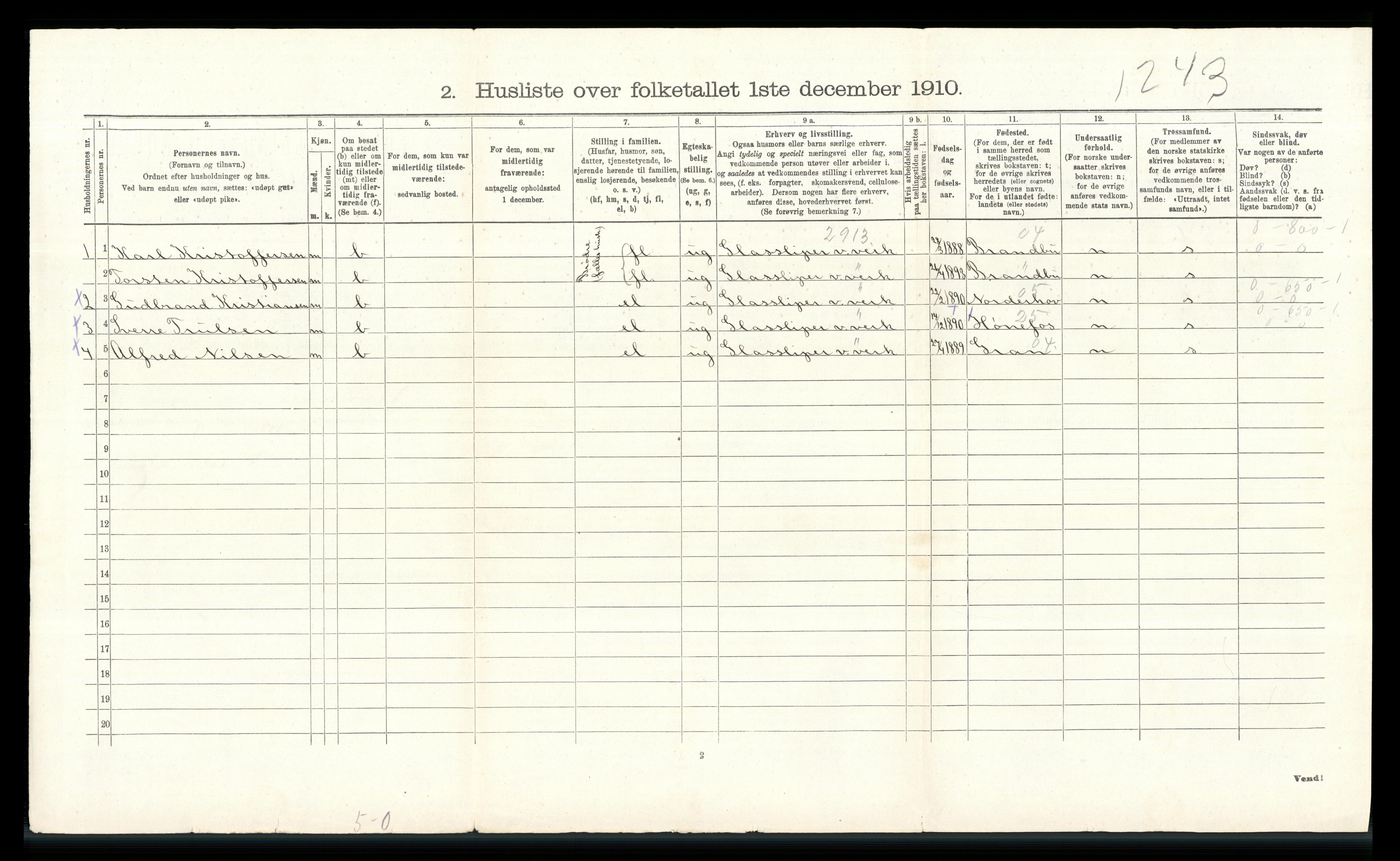 RA, 1910 census for Jevnaker, 1910, p. 634