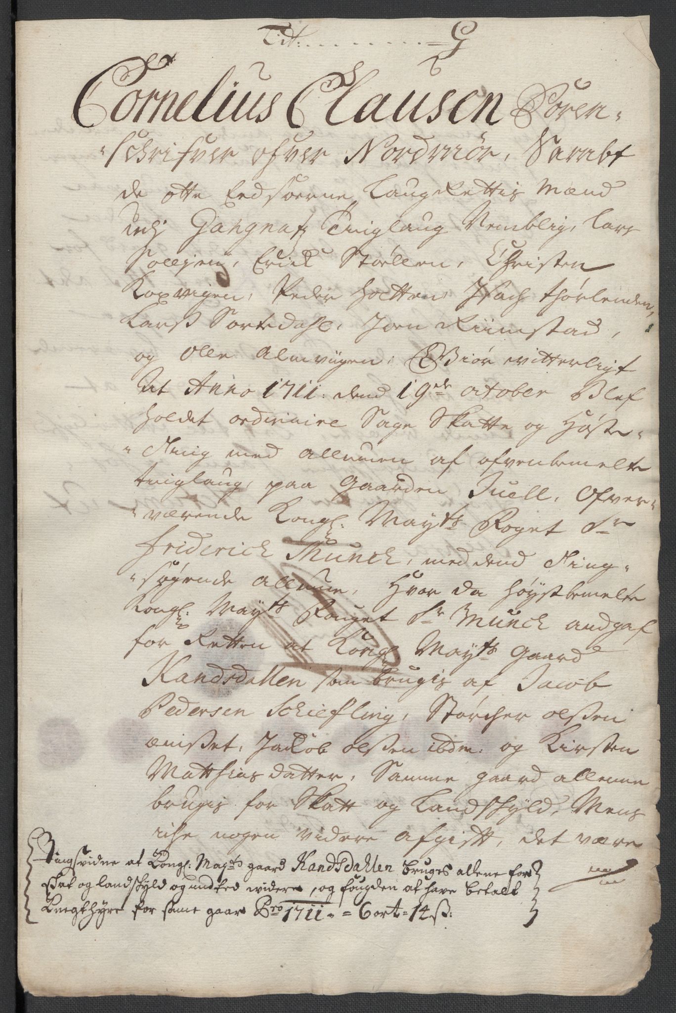 Rentekammeret inntil 1814, Reviderte regnskaper, Fogderegnskap, AV/RA-EA-4092/R56/L3745: Fogderegnskap Nordmøre, 1711, p. 399