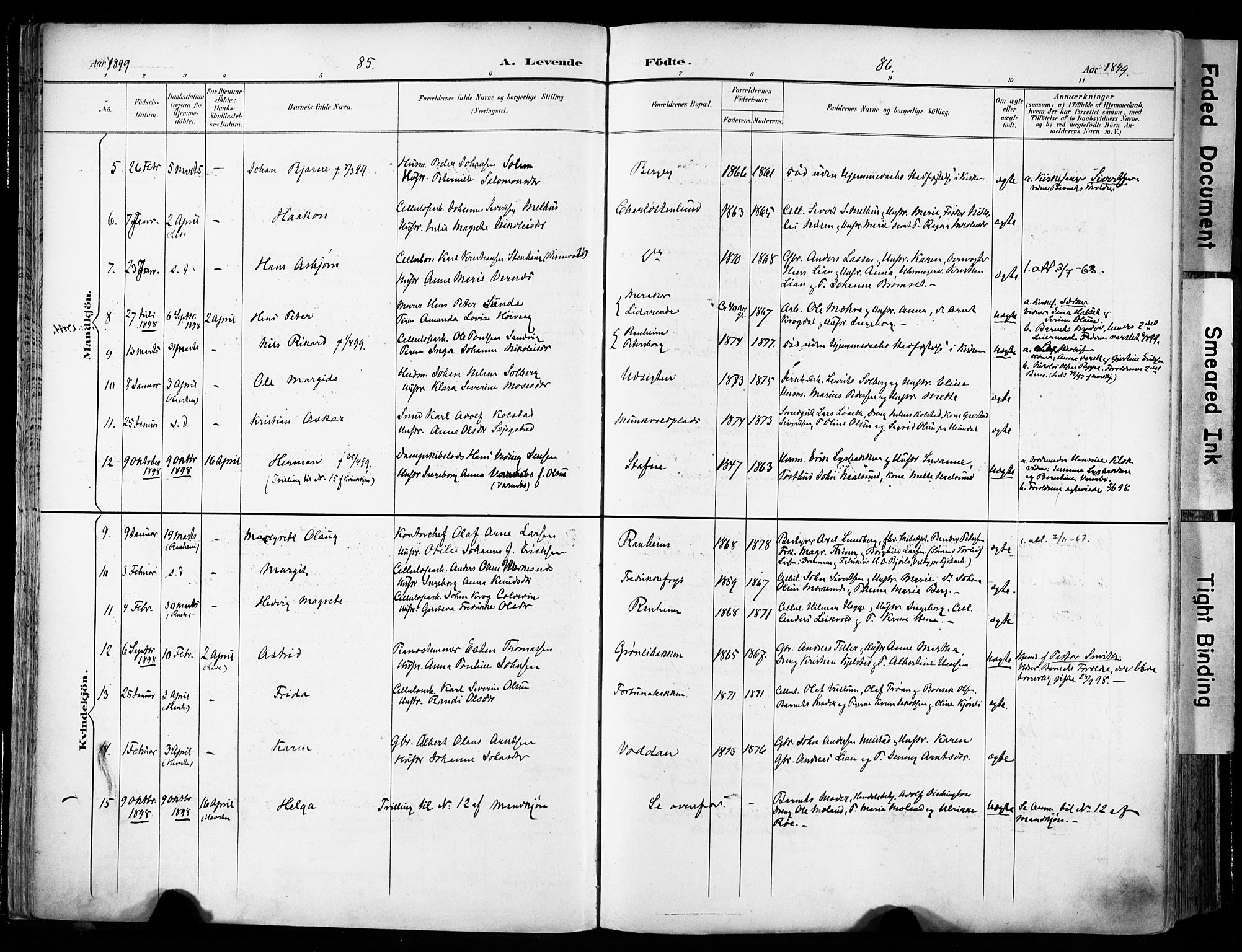 Ministerialprotokoller, klokkerbøker og fødselsregistre - Sør-Trøndelag, SAT/A-1456/606/L0301: Parish register (official) no. 606A16, 1894-1907, p. 85-86