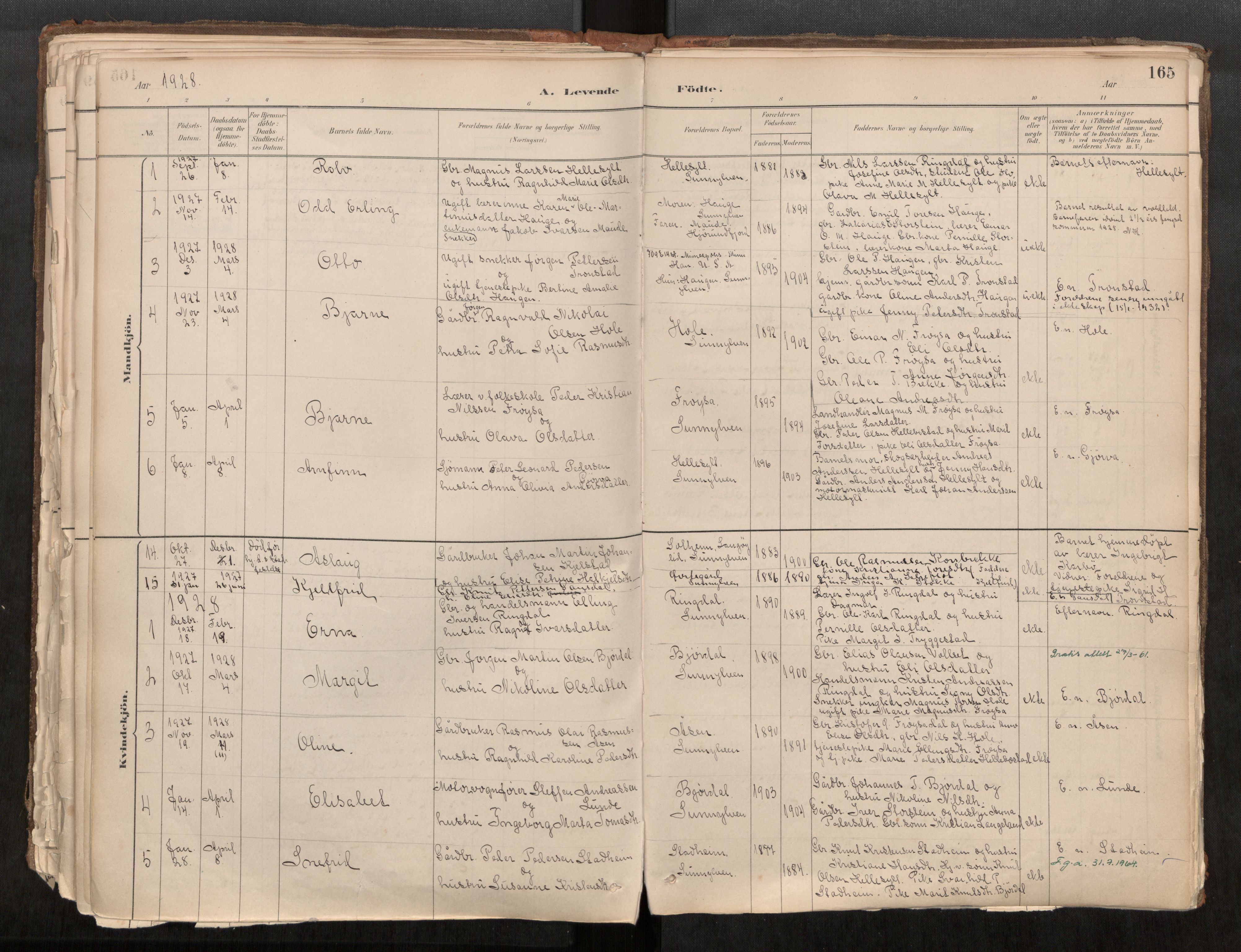 Sunnylven sokneprestkontor, SAT/A-1007: Parish register (official) no. 517A08, 1882-1939, p. 165