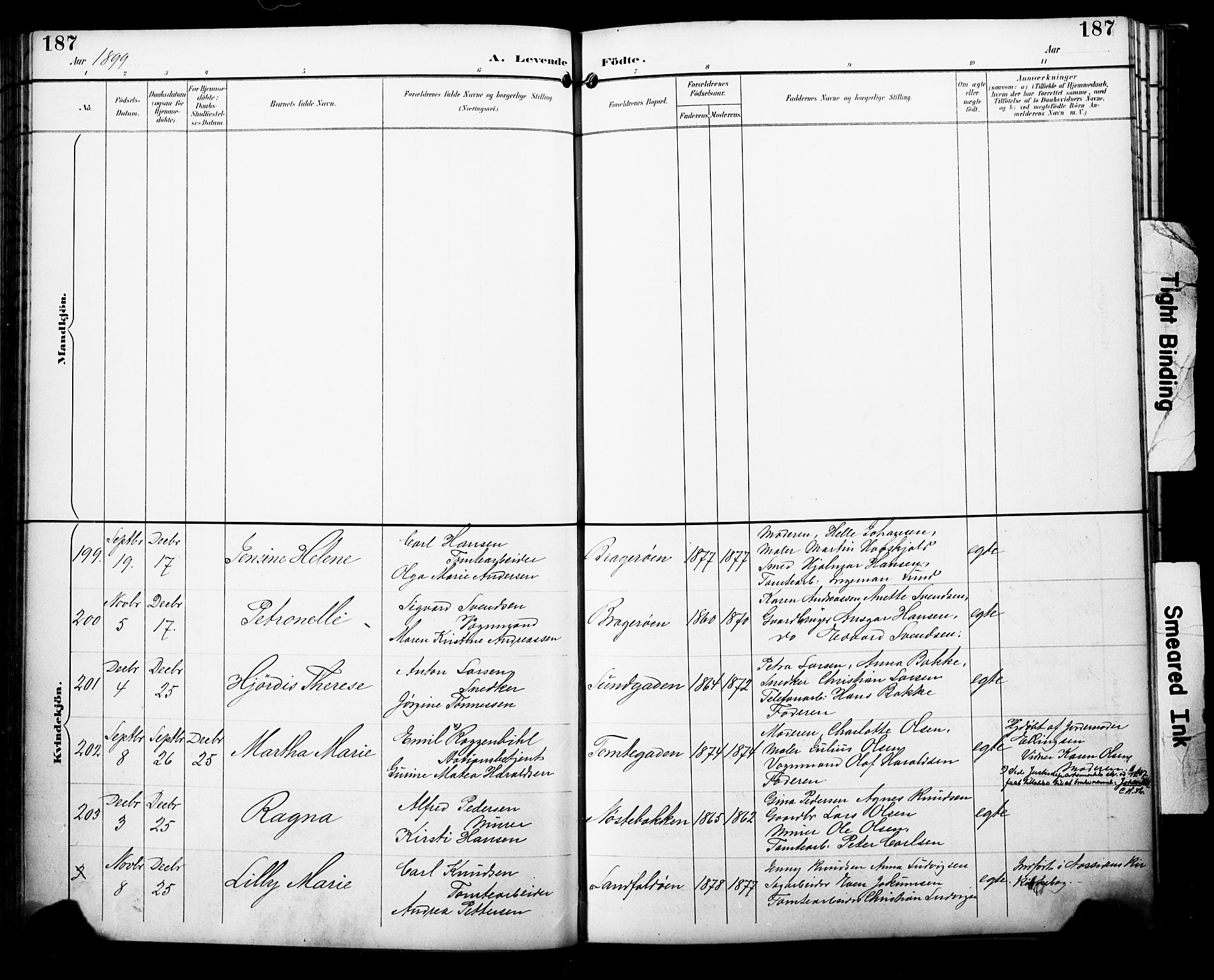 Bragernes kirkebøker, AV/SAKO-A-6/F/Fb/L0008: Parish register (official) no. II 8, 1894-1902, p. 187