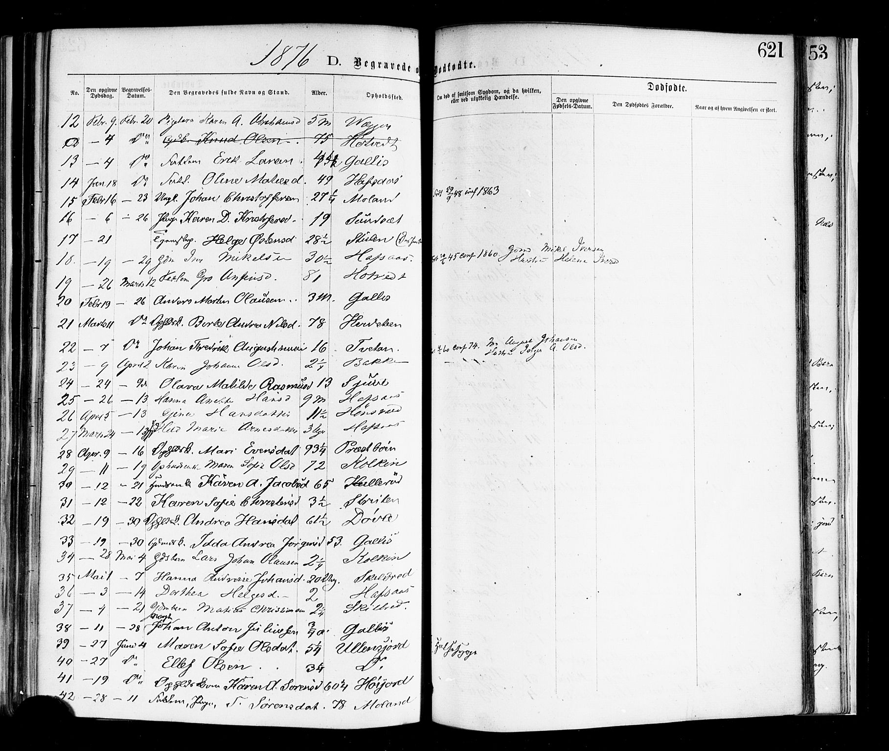 Andebu kirkebøker, SAKO/A-336/F/Fa/L0006: Parish register (official) no. 6, 1871-1878, p. 621
