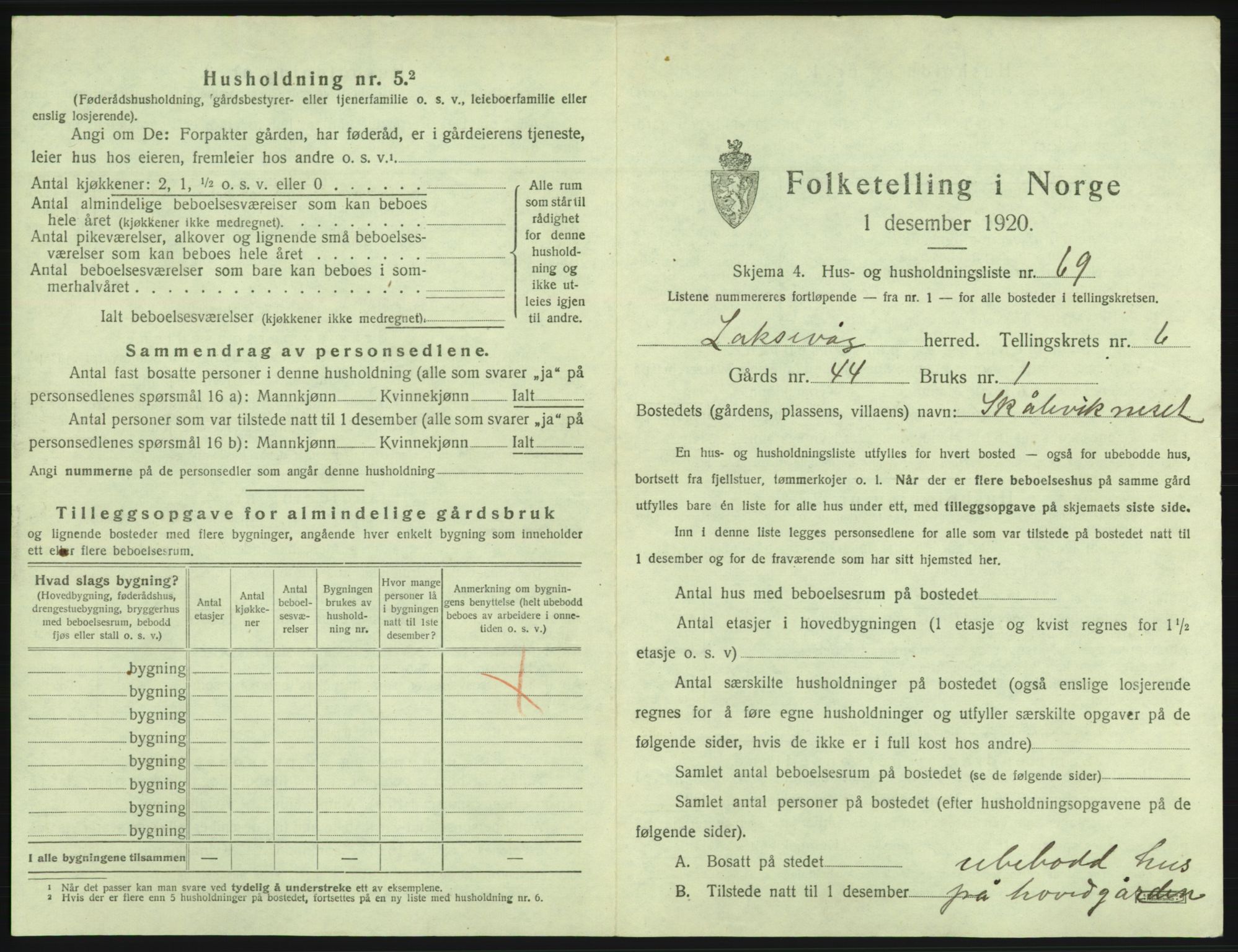 SAB, 1920 census for Laksevåg, 1920, p. 1561