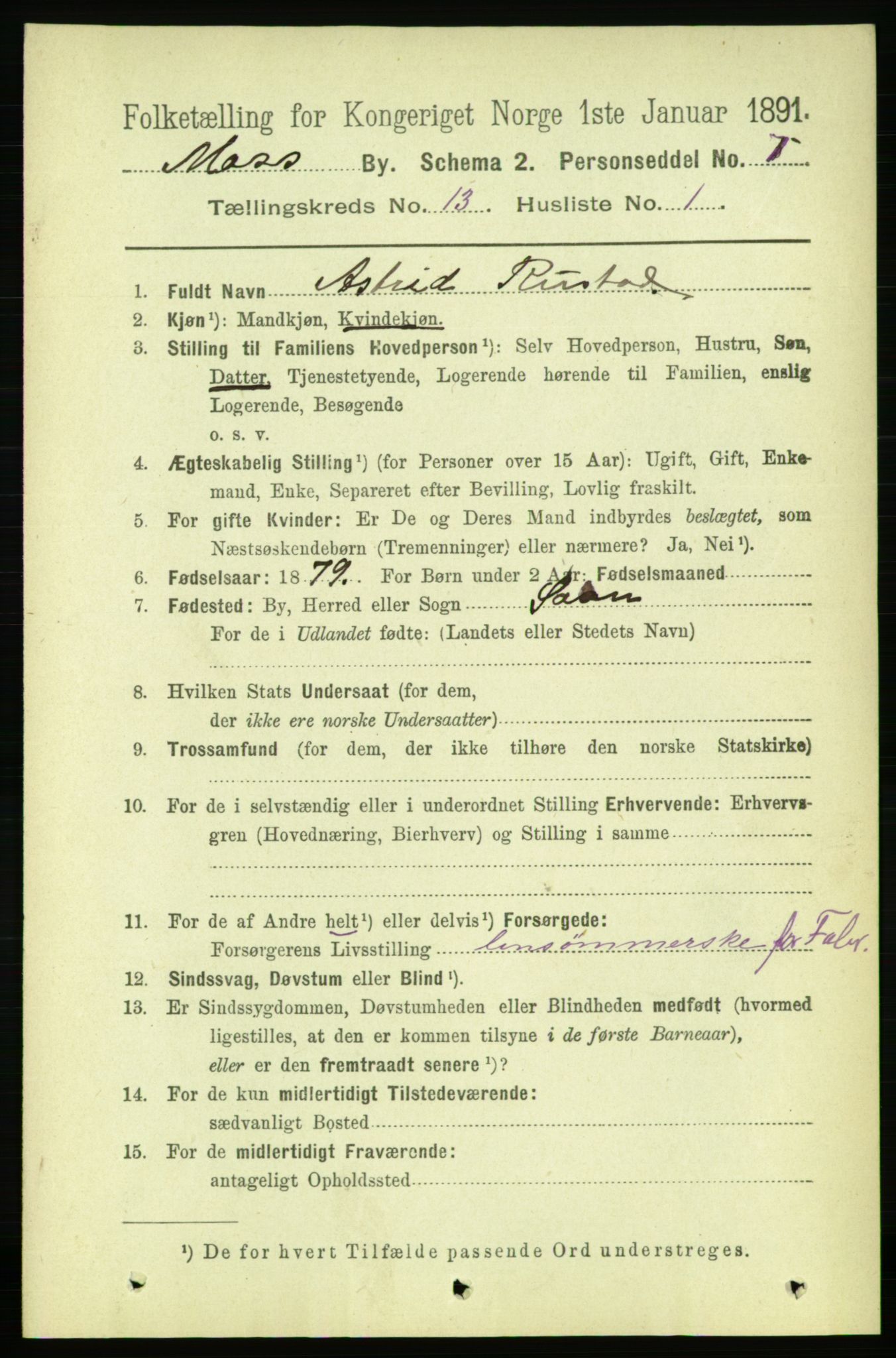 RA, 1891 census for 0104 Moss, 1891, p. 6530