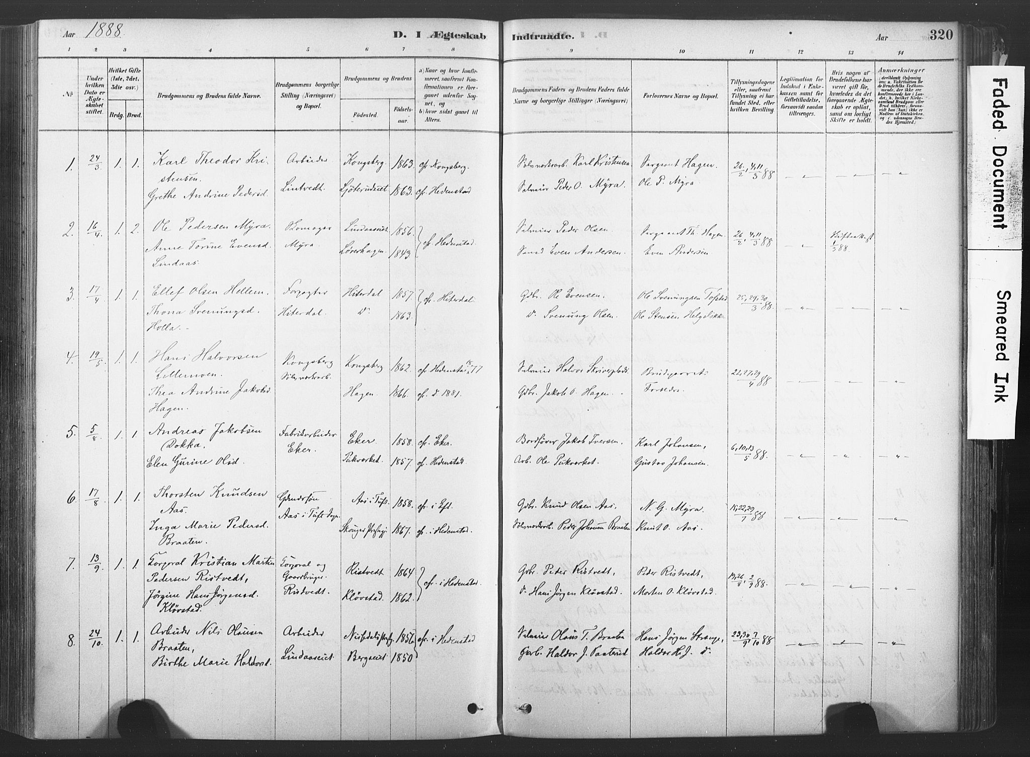 Sandsvær kirkebøker, AV/SAKO-A-244/F/Fd/L0001: Parish register (official) no. IV 1, 1878-1906, p. 320