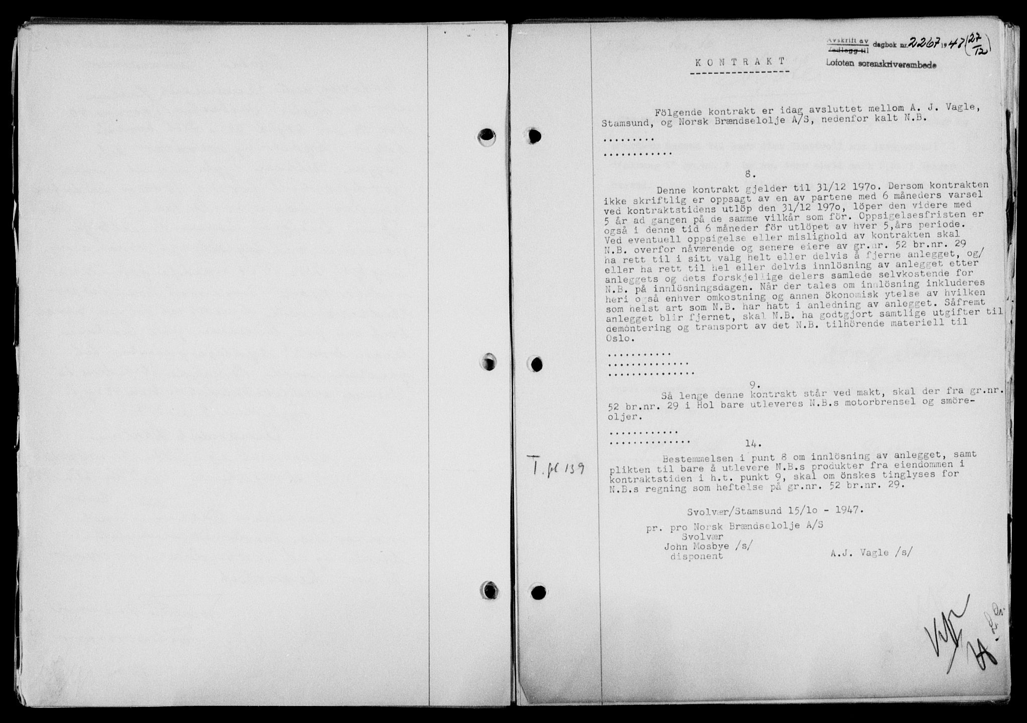 Lofoten sorenskriveri, SAT/A-0017/1/2/2C/L0017a: Mortgage book no. 17a, 1947-1948, Diary no: : 2267/1947