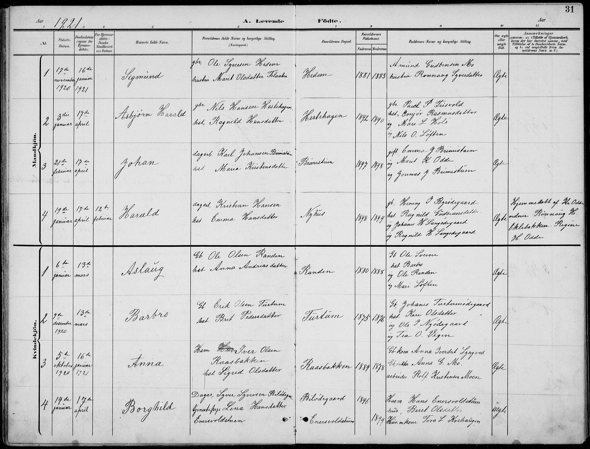 Lom prestekontor, SAH/PREST-070/L/L0006: Parish register (copy) no. 6, 1901-1939, p. 31