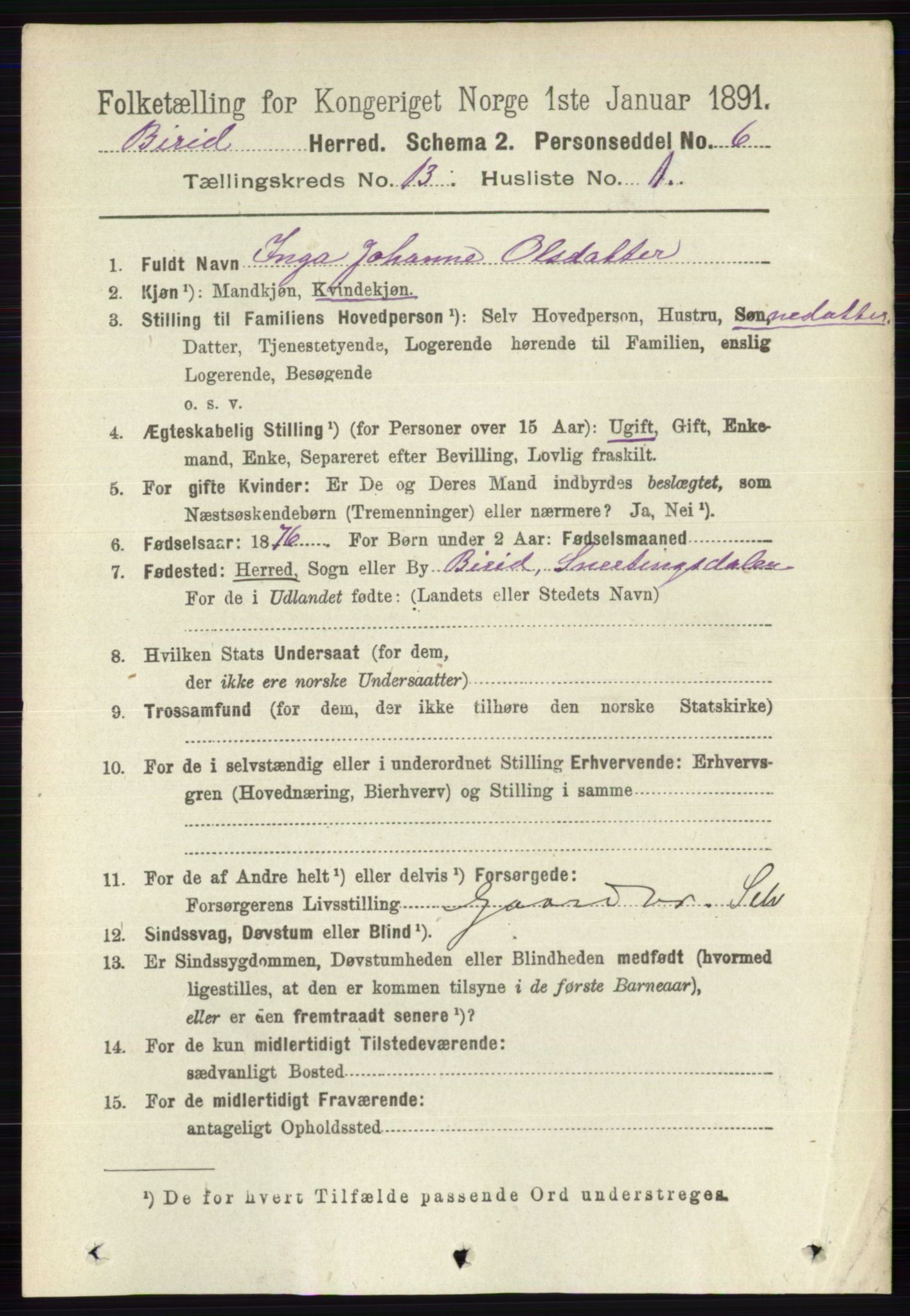 RA, 1891 census for 0525 Biri, 1891, p. 5316